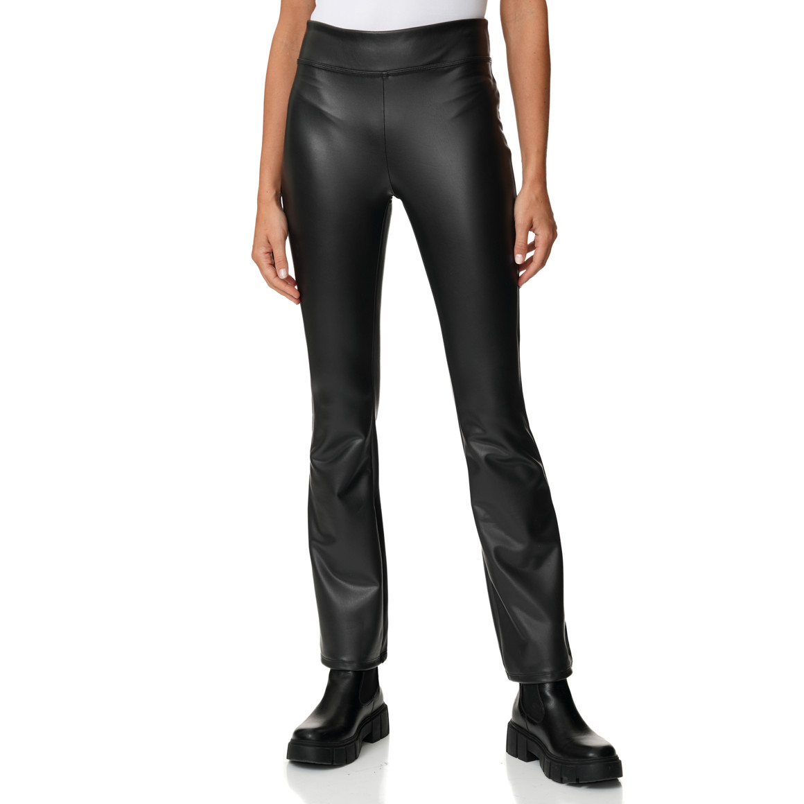 Damen Thermo-Leggings in Leder-Optik