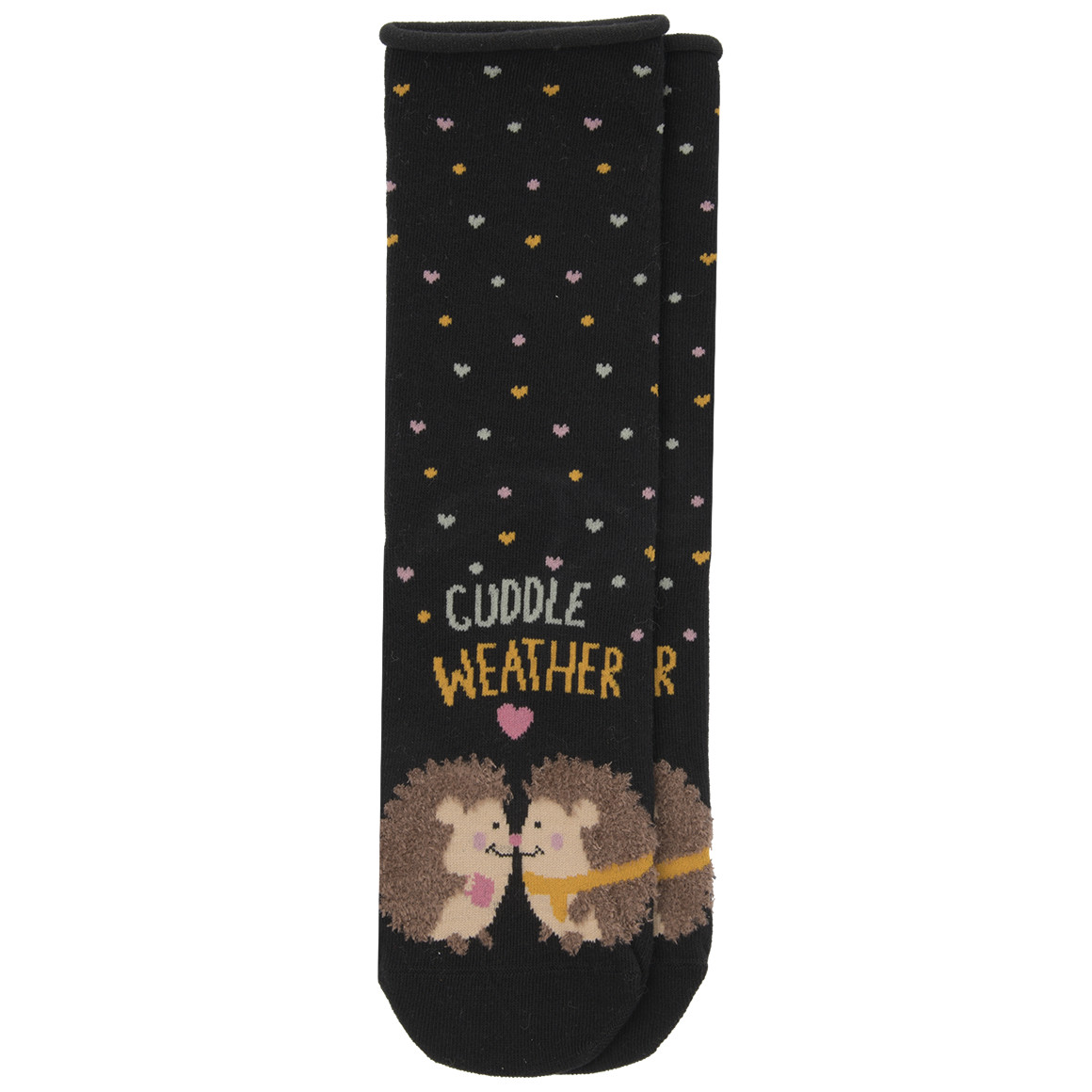 1 Paar Damen Socken mit Igel-Motiv