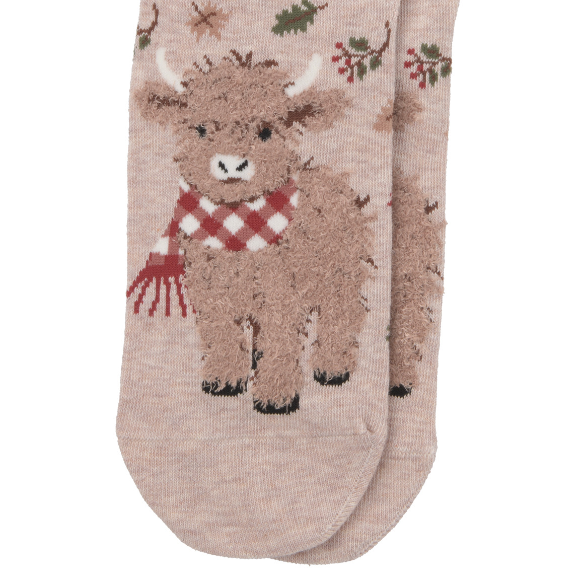 1 Paar Damen Socken mit Hochlandrind-Motiv
