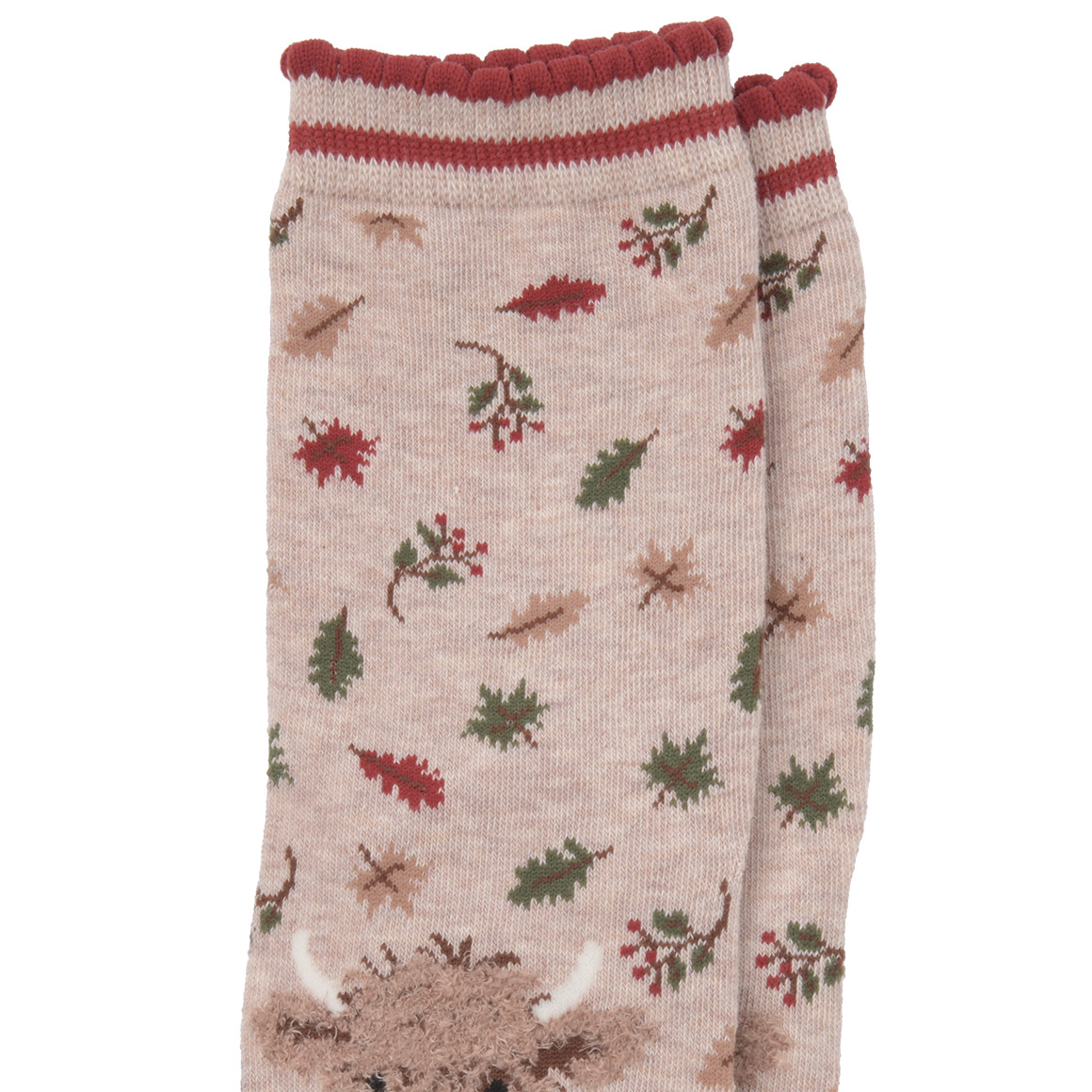 1 Paar Damen Socken mit Hochlandrind-Motiv