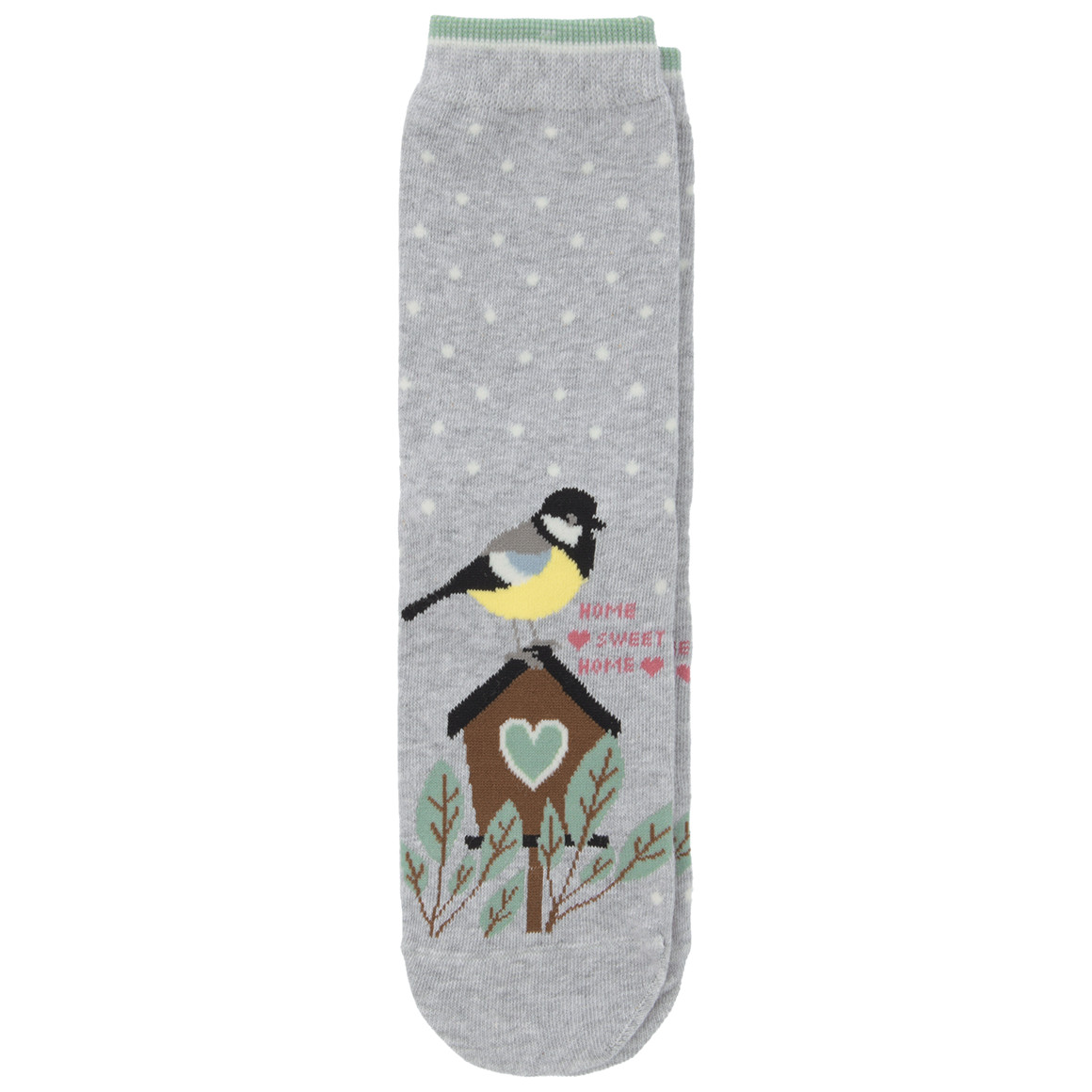 1 Paar Damen Socken mit Vogelhaus-Motiv