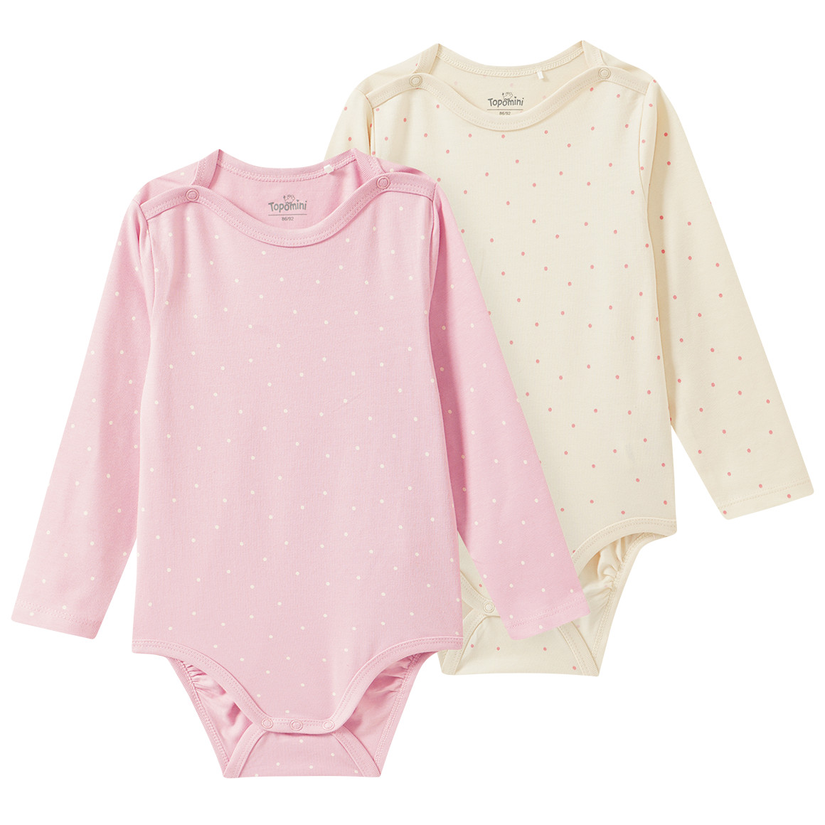 2 Baby Langarmbodys gepunktet