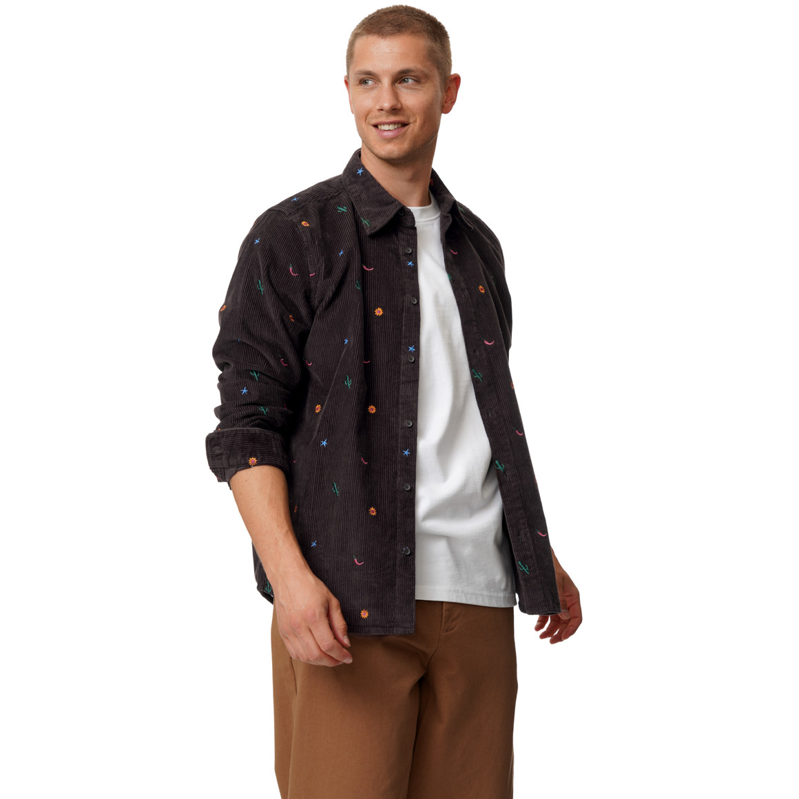 Herenoverhemd van corduroy met borduursels