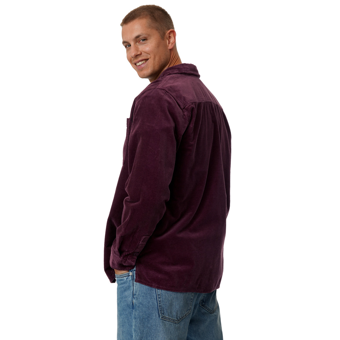 Herencorduroyhemd in effen kleuren