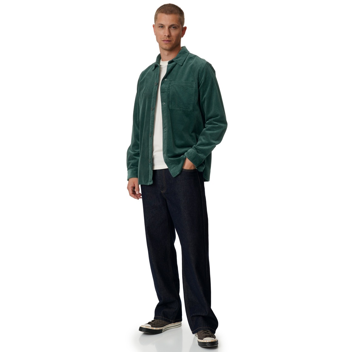 Herencorduroyhemd in effen kleuren