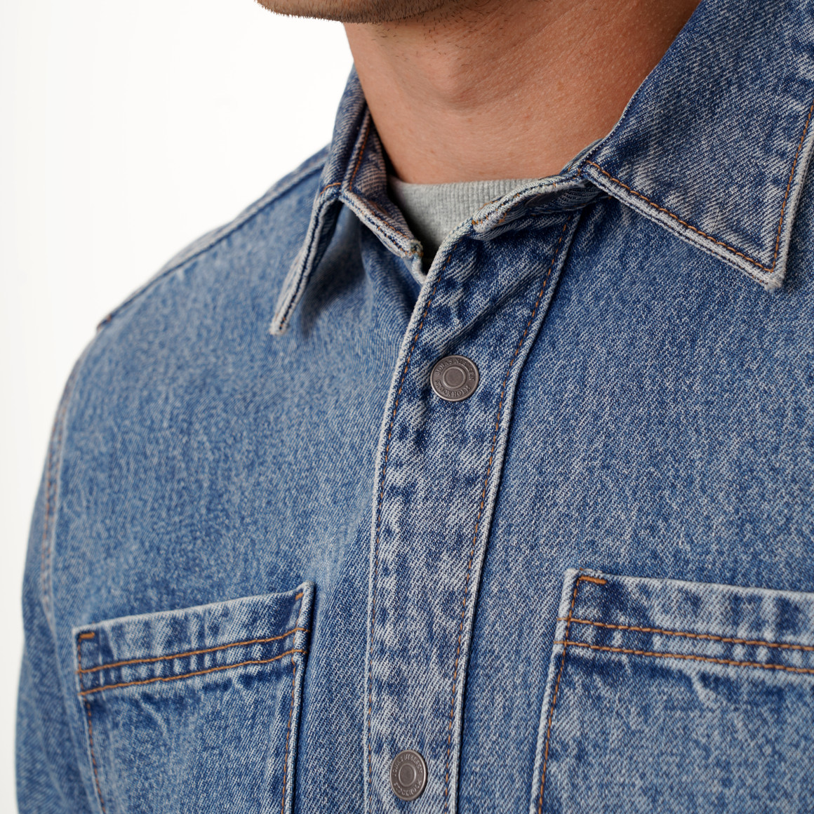 Herenjeanshemd van raw denim