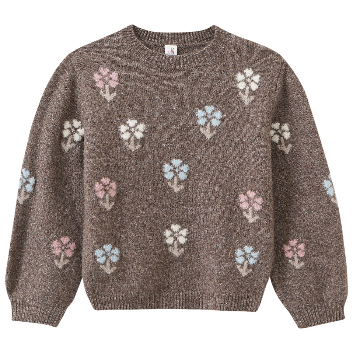 Mädchen Strickpullover mit Blumen-Motiv