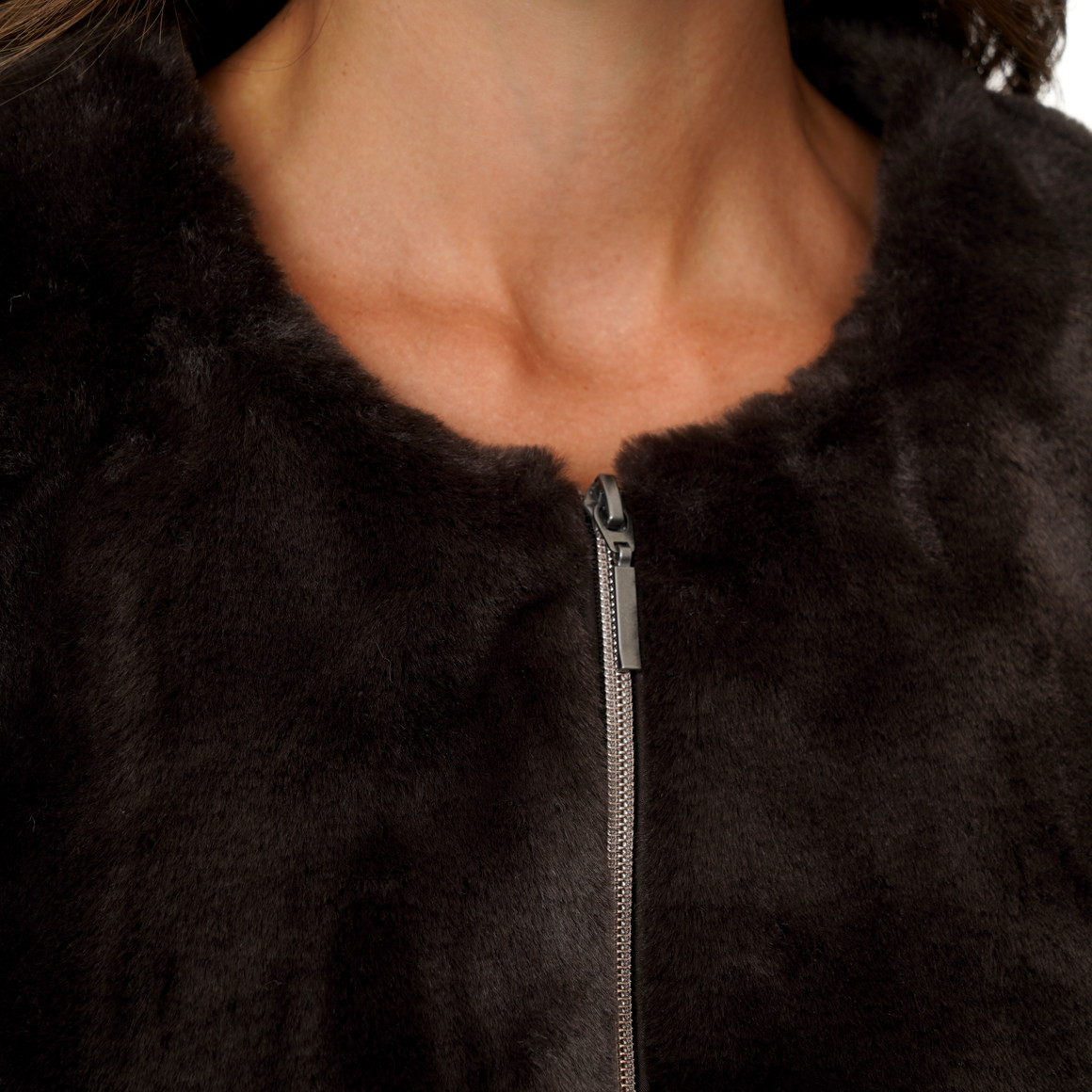 Damesvest met imitatiebont