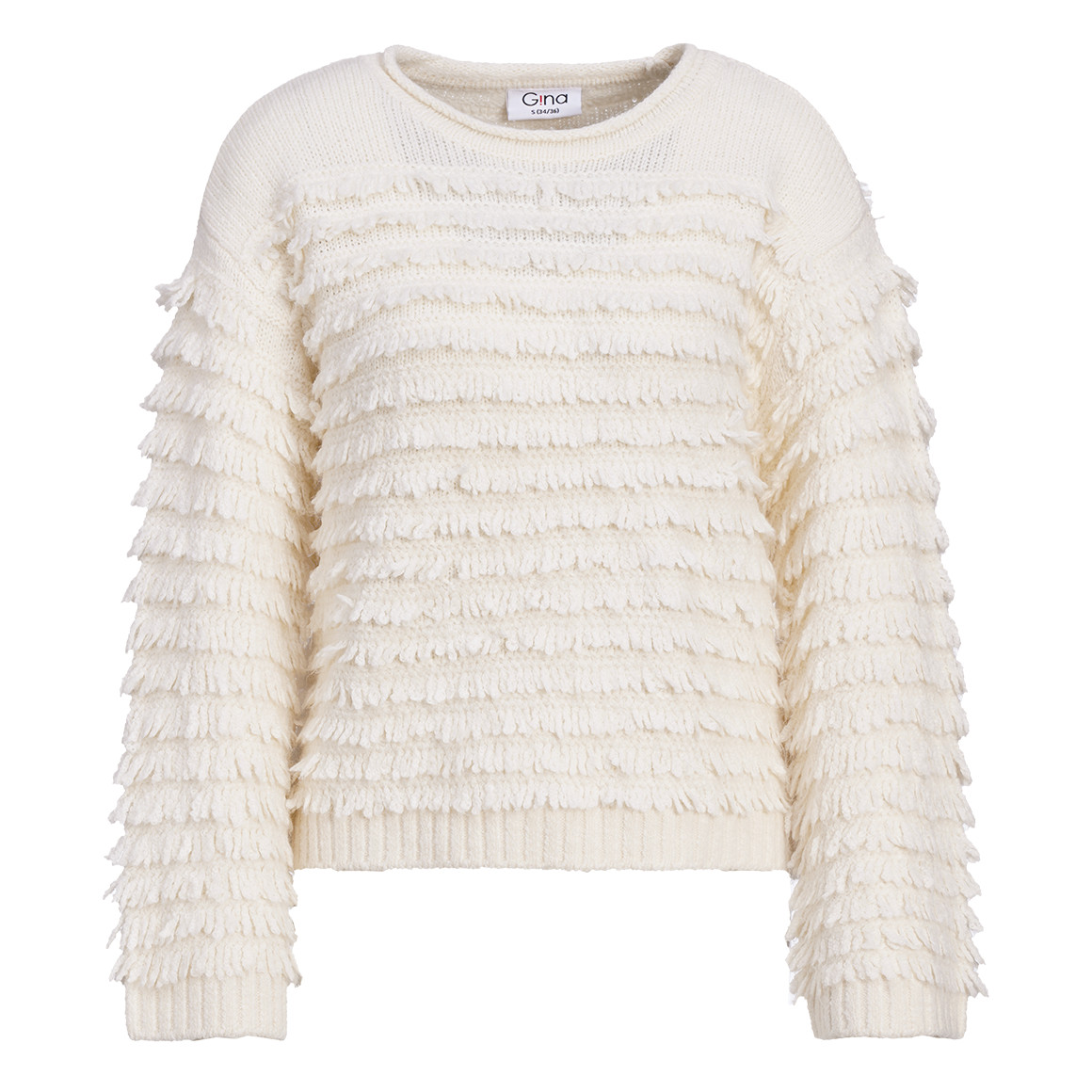 Damen Strickpullover mit Feder-Optik