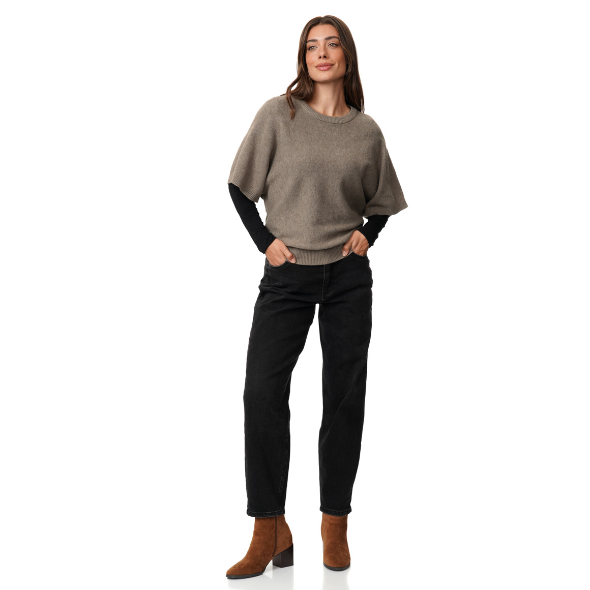 Damen Strickpullover mit Fledermausärmeln