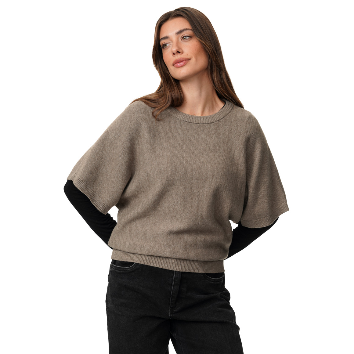Damen Strickpullover mit Fledermausärmeln