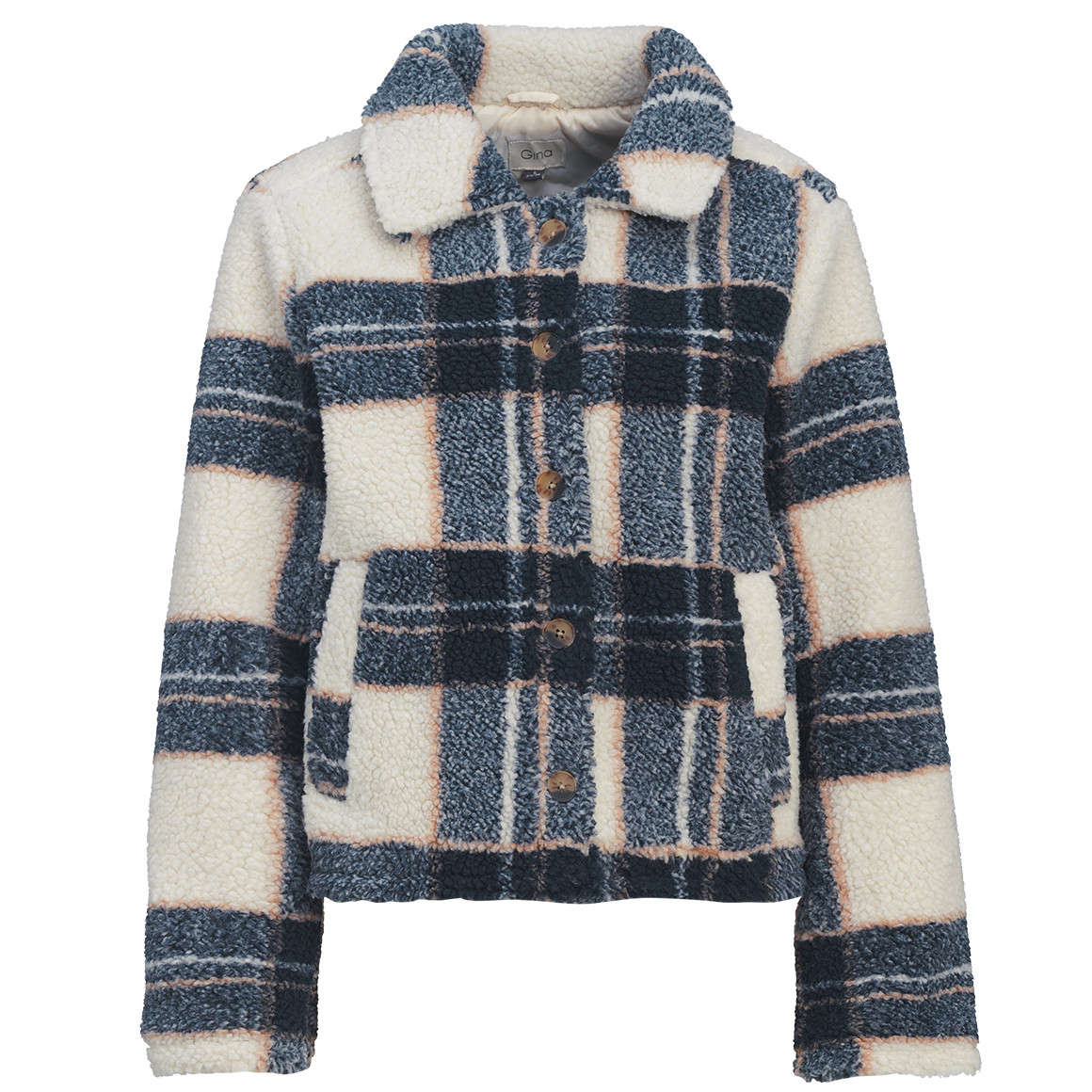 Damen Teddyjacke mit Karo-Muster