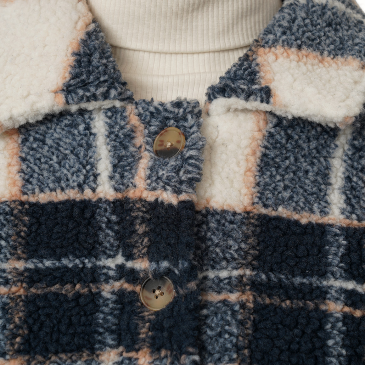 Damen Teddyjacke mit Karo-Muster