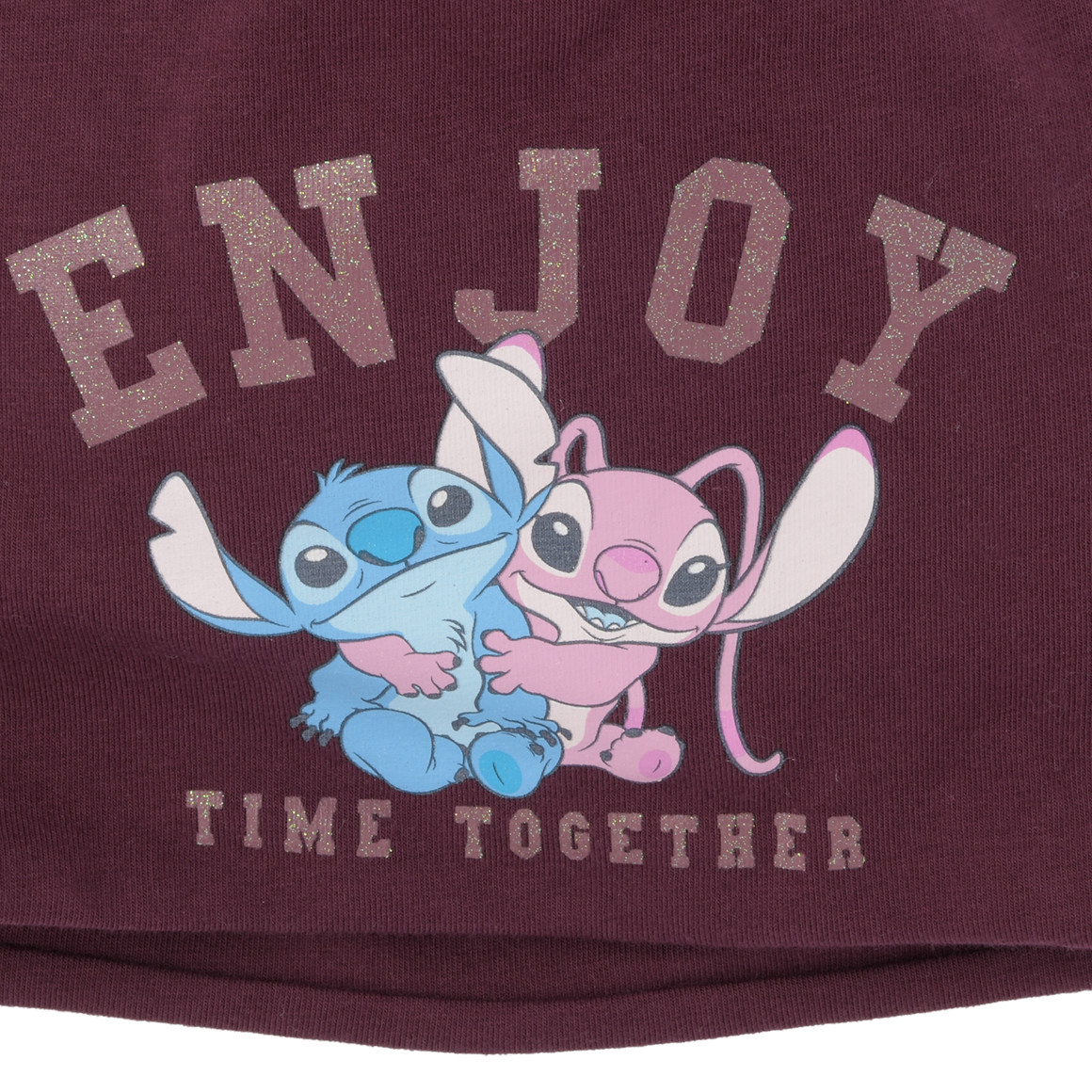 Stitch-beanie met glitterprint