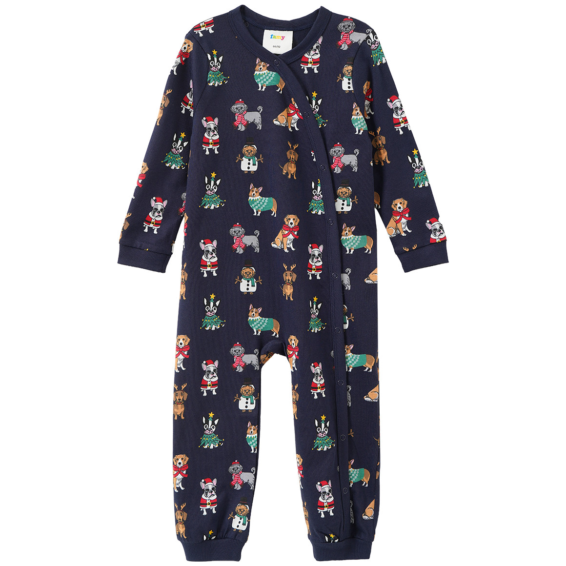 Baby Weihnachtsschlafanzug mit Hunde-Prints