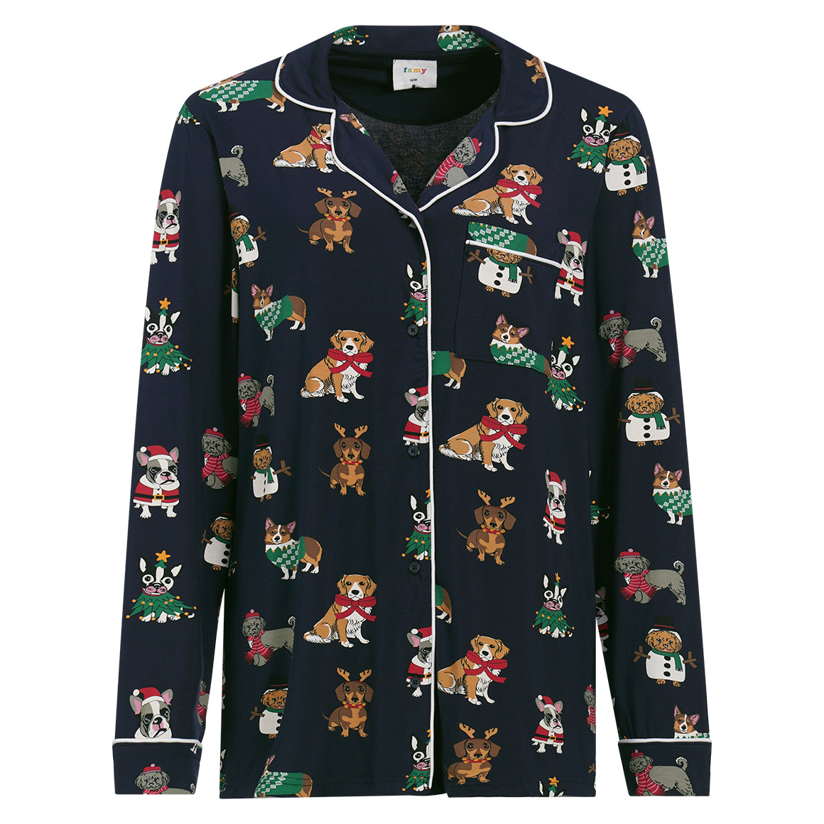 Damen Weihnachtsschlafanzug mit Hunde-Prints