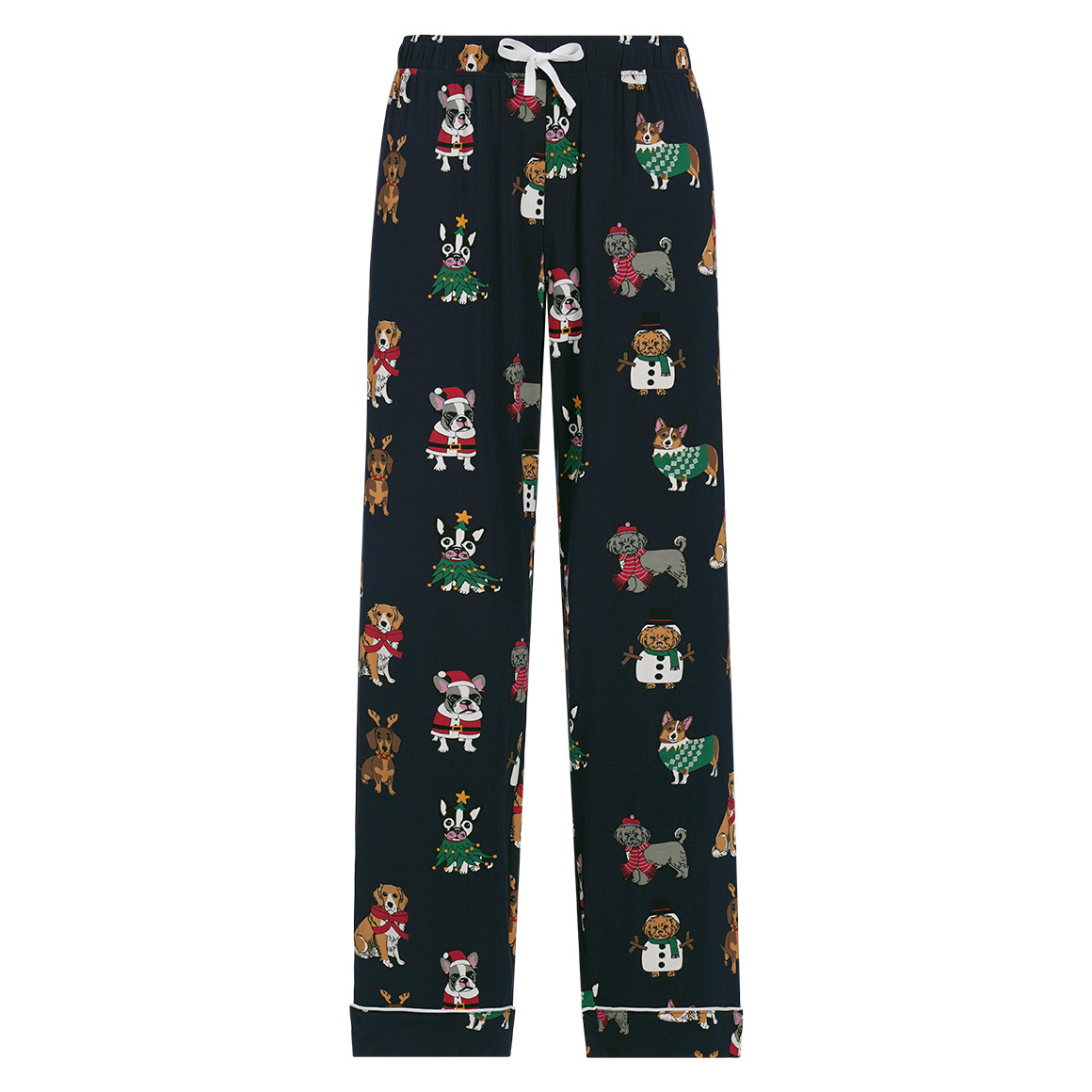 Damen Weihnachtsschlafanzug mit Hunde-Prints