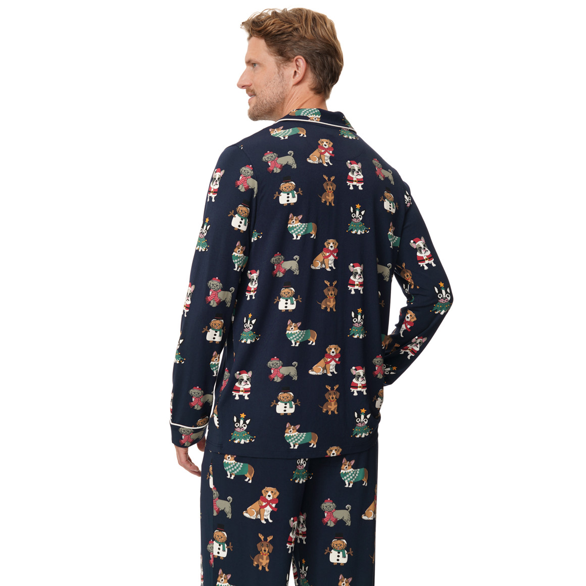Herren Weihnachtsschlafanzug mit Hunde-Prints