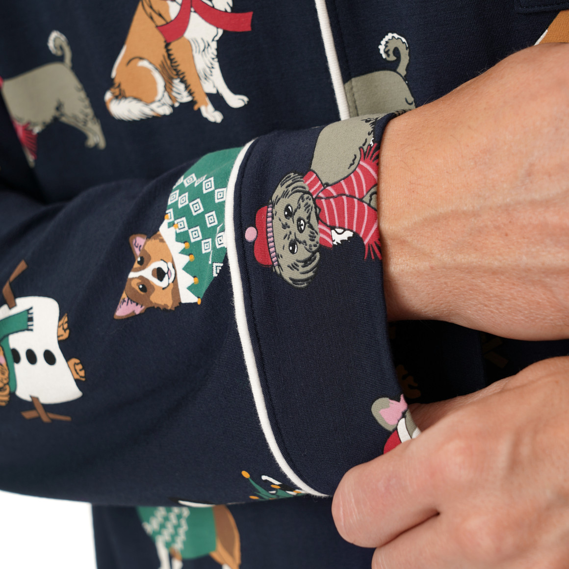 Herren Weihnachtsschlafanzug mit Hunde-Prints
