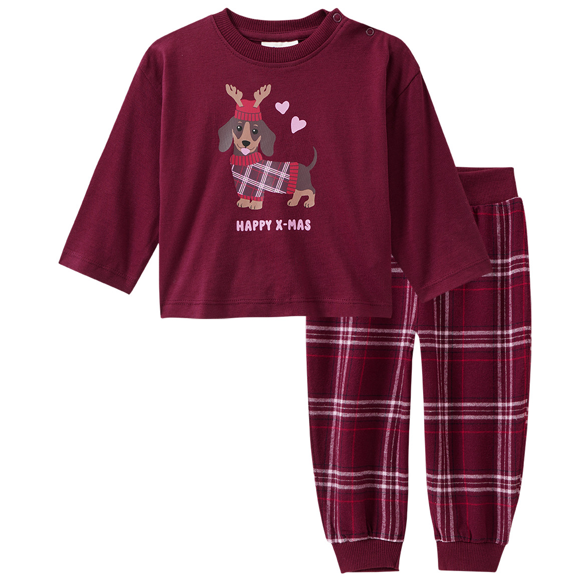 Baby Weihnachtsschlafanzug mit Dackel-Print
