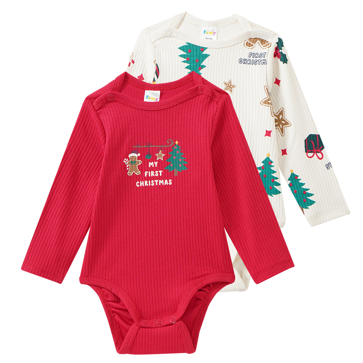 2 Baby Weihnachtsbodys im Set