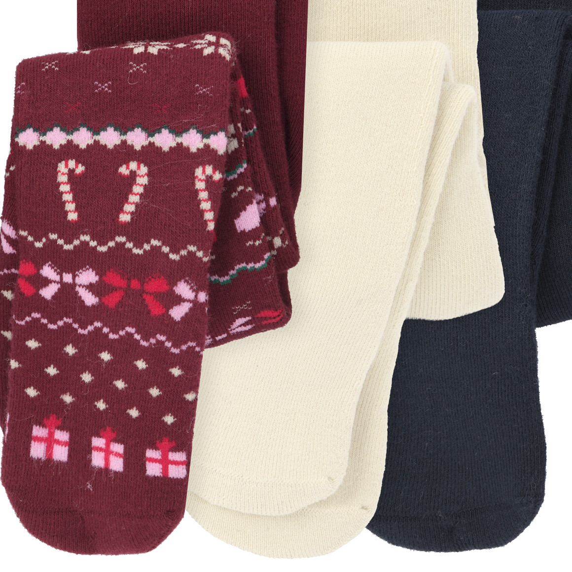 3 Baby Weihnachtsstrumpfhosen im Set