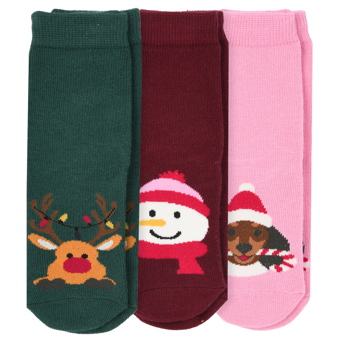 3 Paar Mädchen Weihnachtssocken im Set