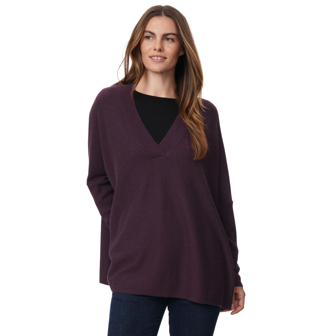 Damen Woll-Pullover mit V-Ausschnitt