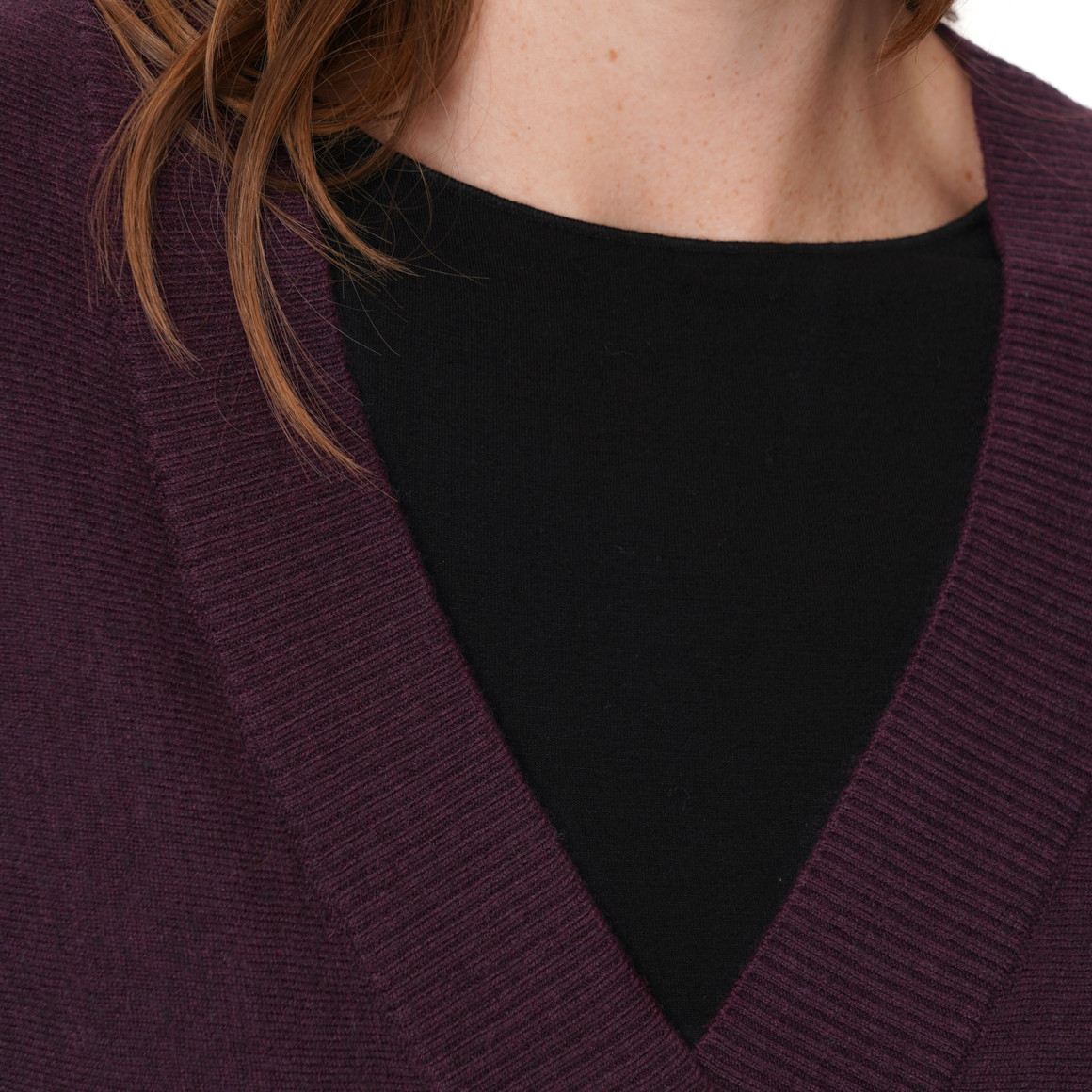 Damen Woll-Pullover mit V-Ausschnitt