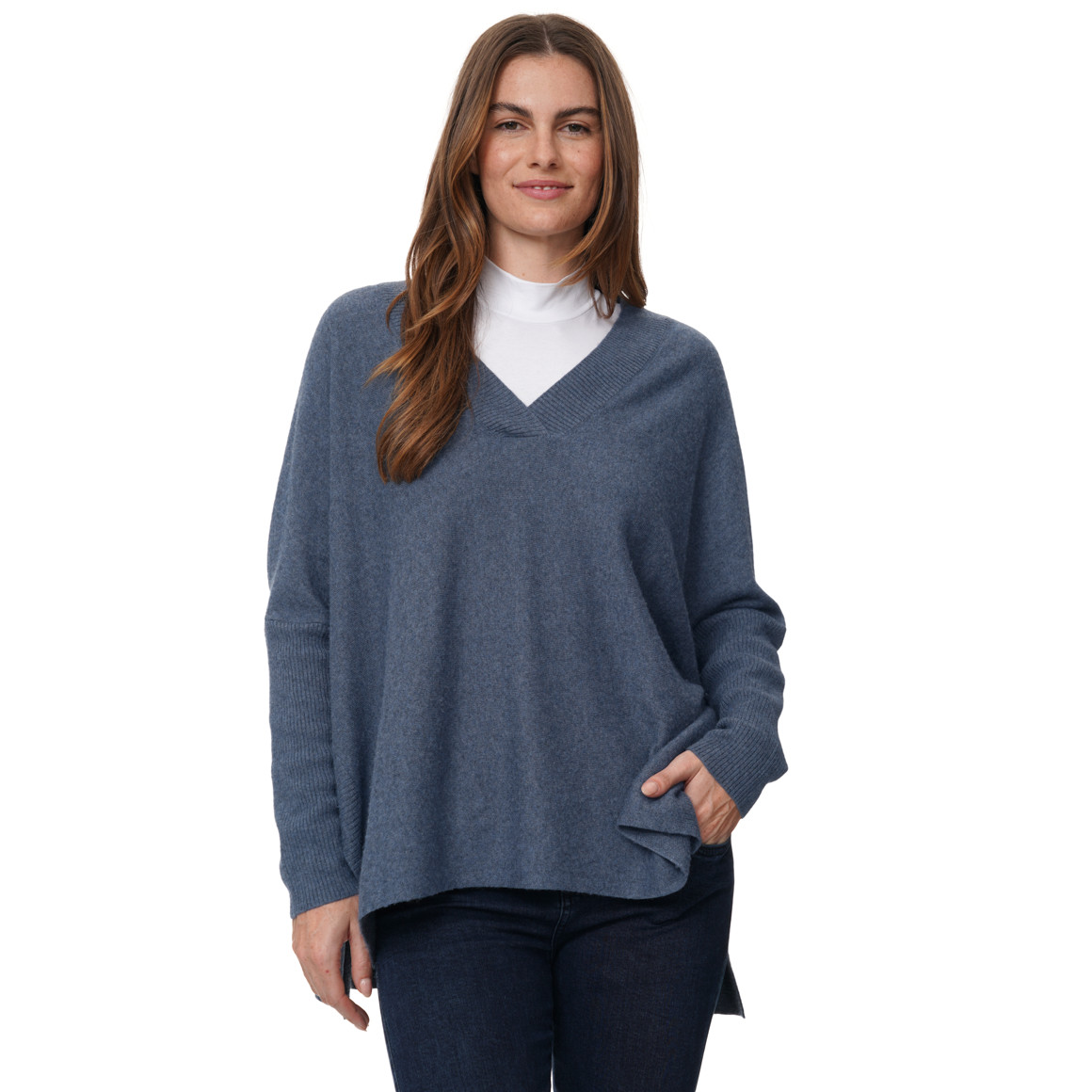 Damen Woll-Pullover mit V-Ausschnitt