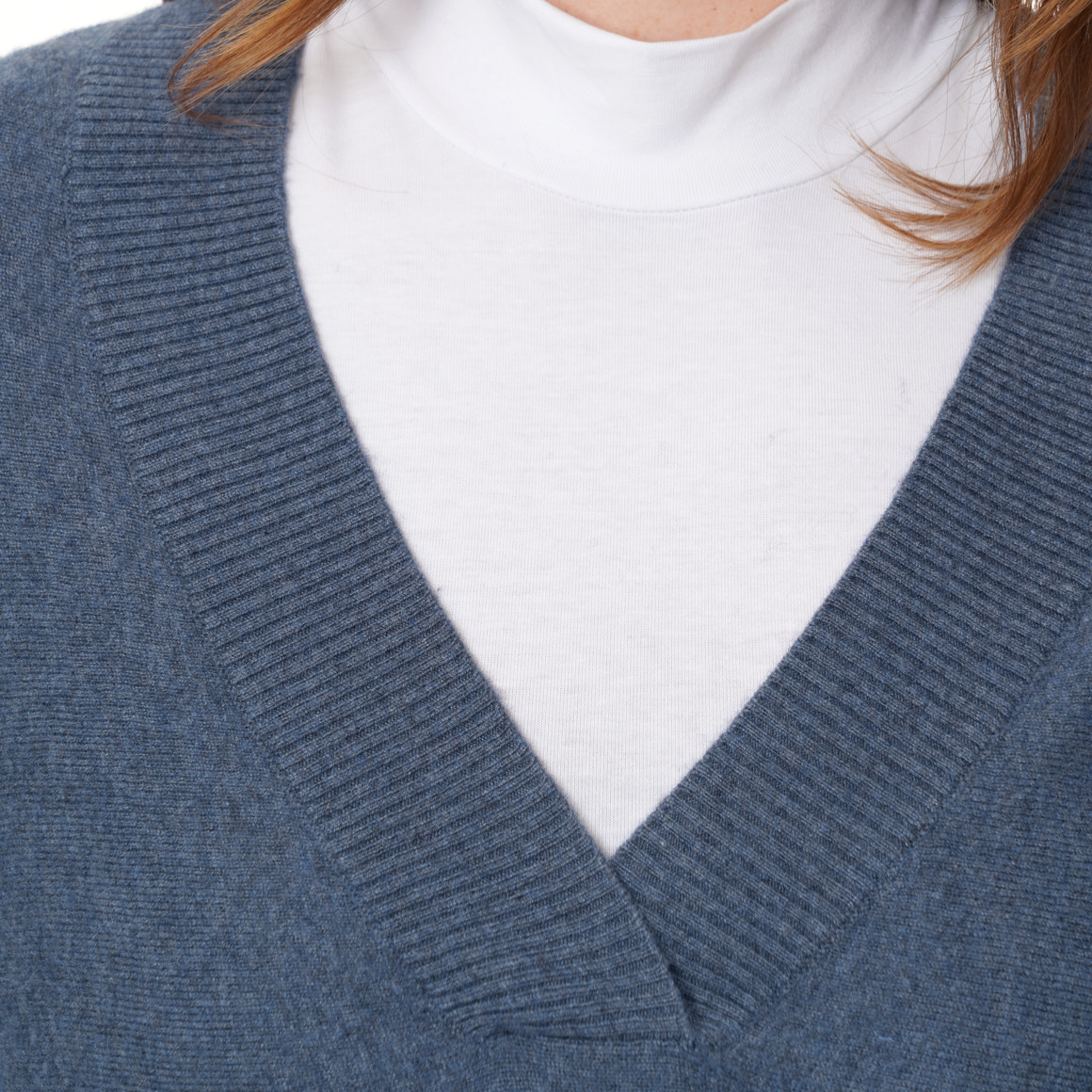 Damen Woll-Pullover mit V-Ausschnitt