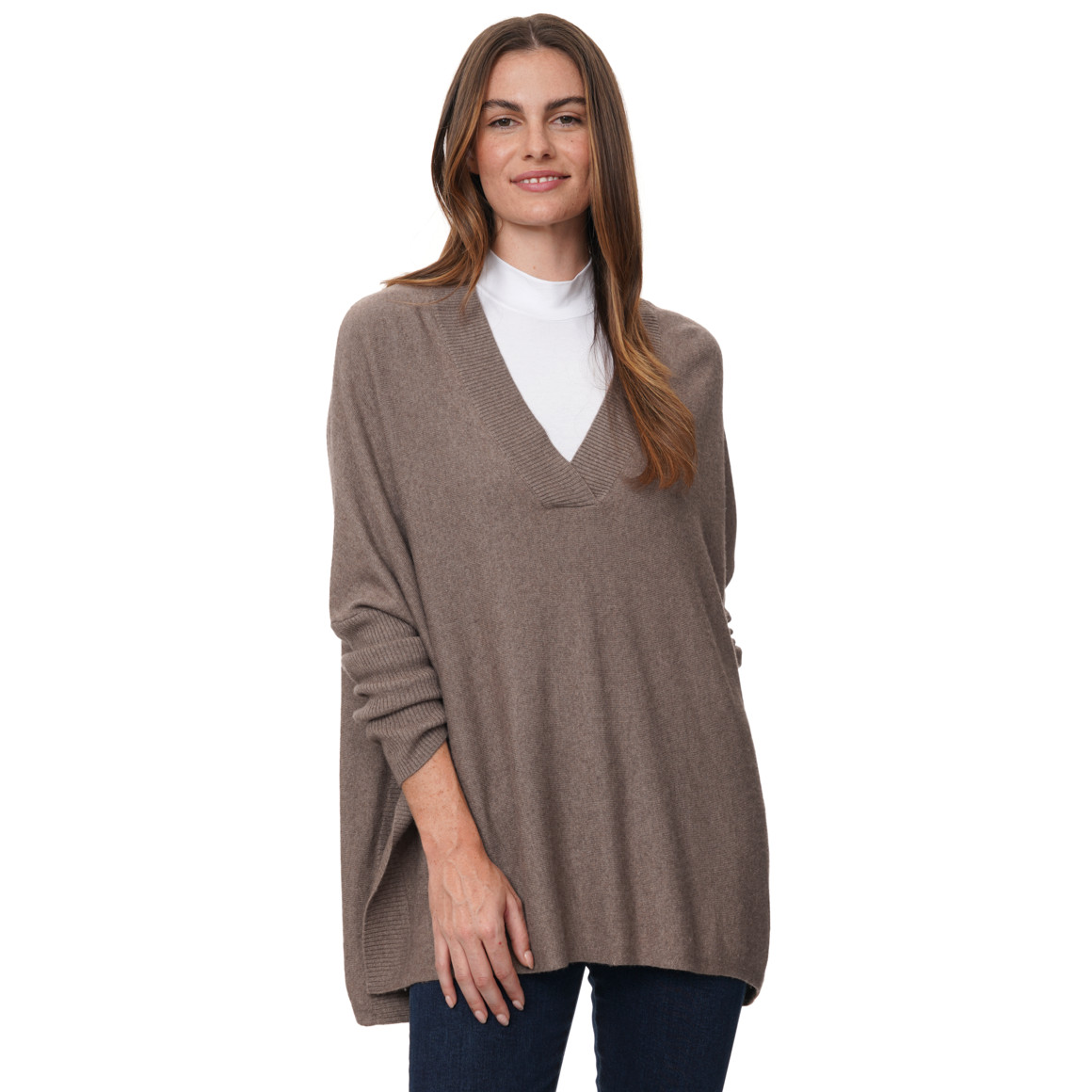 Damen Woll-Pullover mit V-Ausschnitt