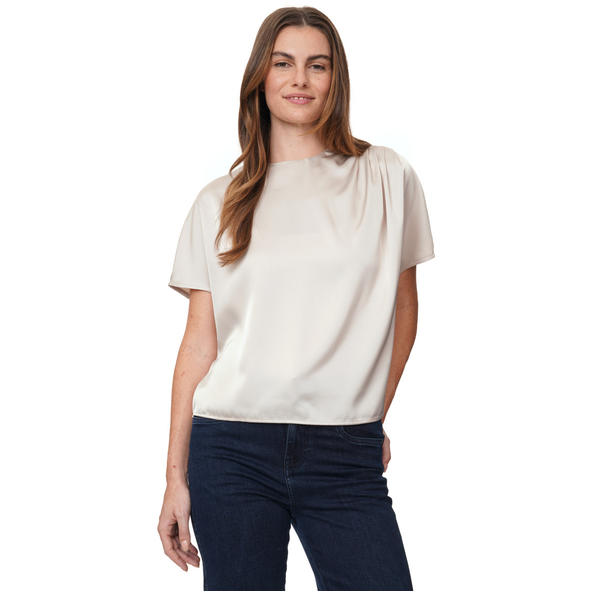 Satijnen damesblouse met plooien