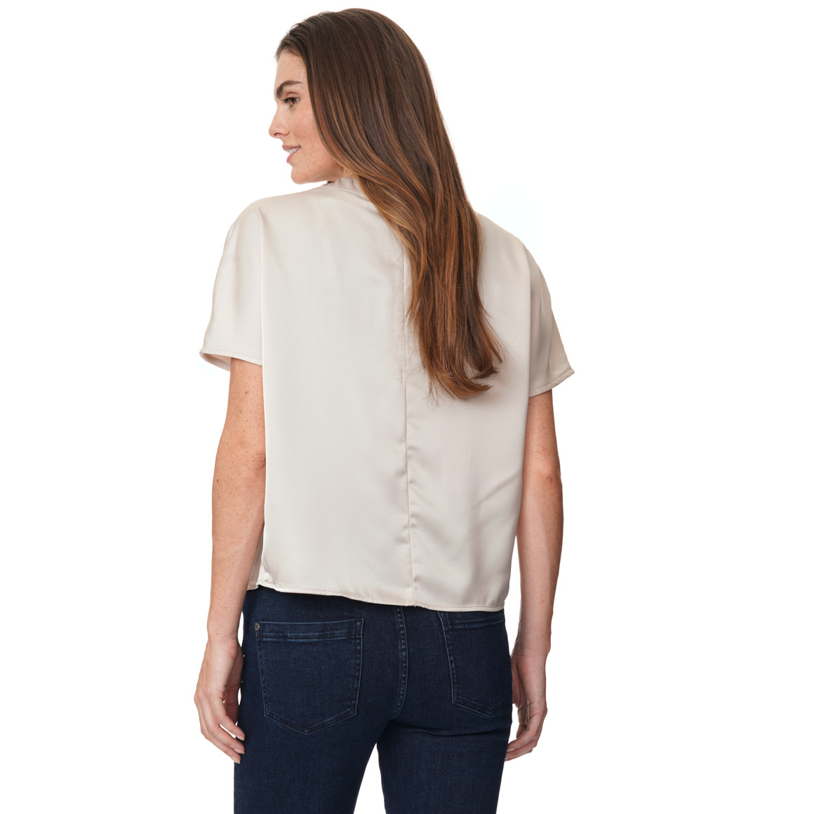 Satijnen damesblouse met plooien