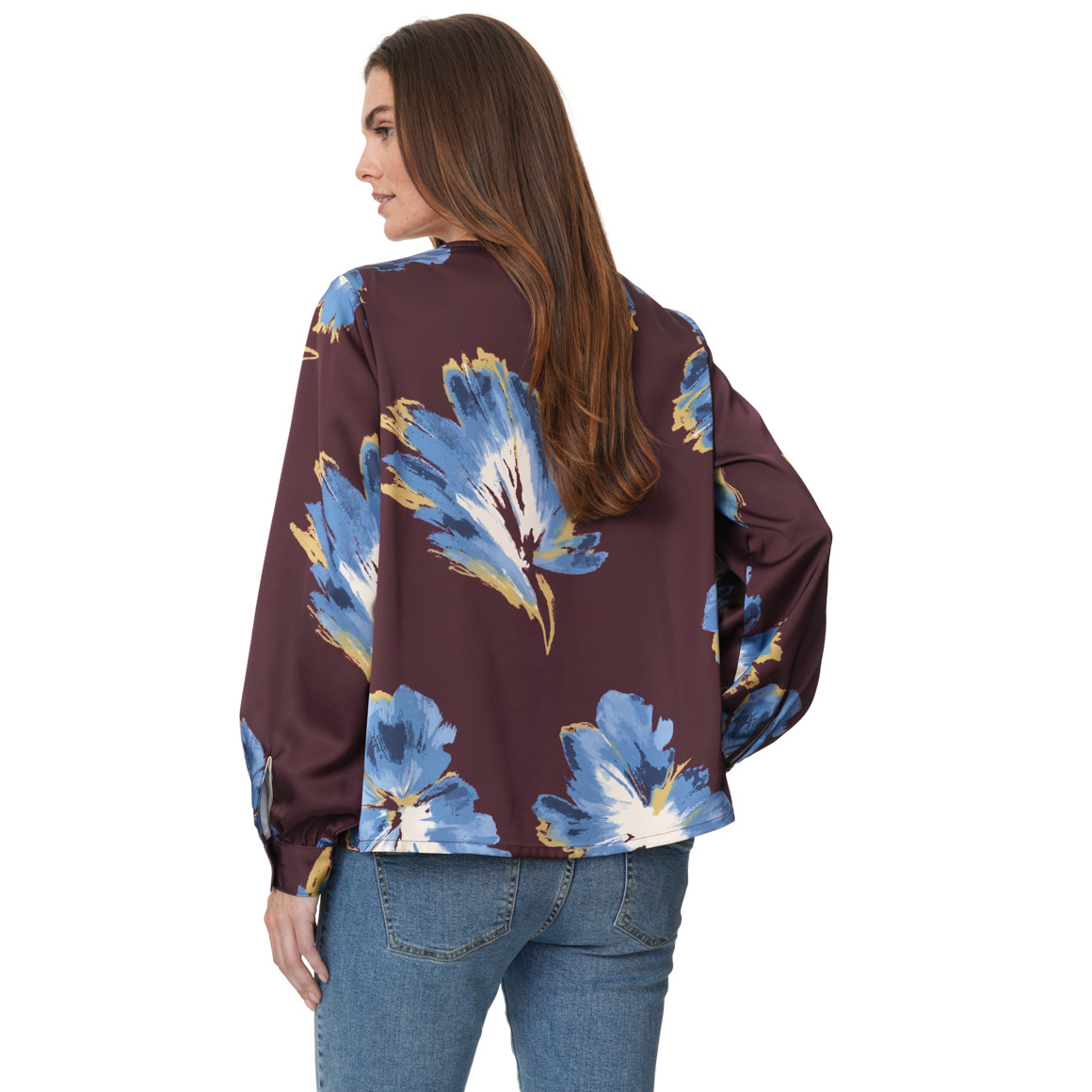 Damen Satinbluse mit Allover-Print