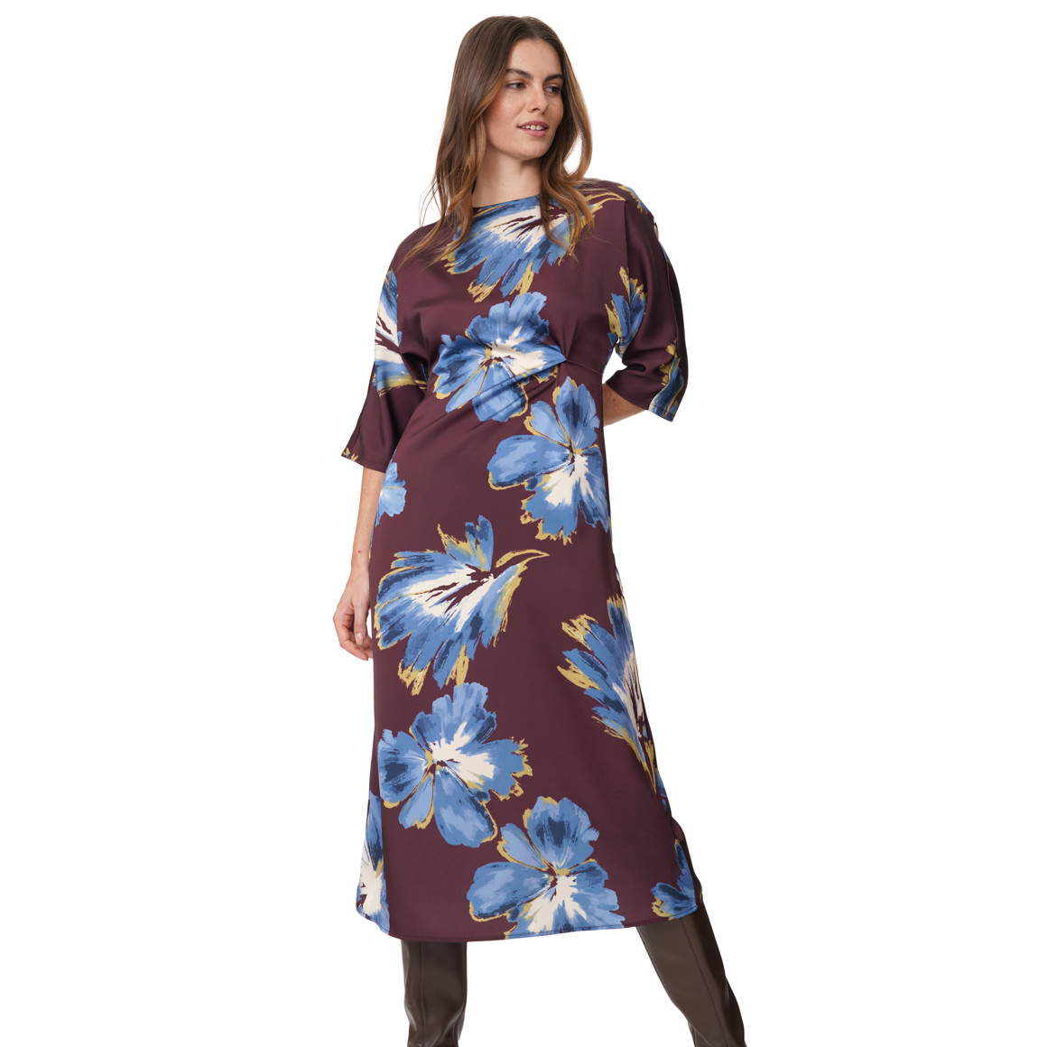 Damen Satinkleid mit Allover-Print