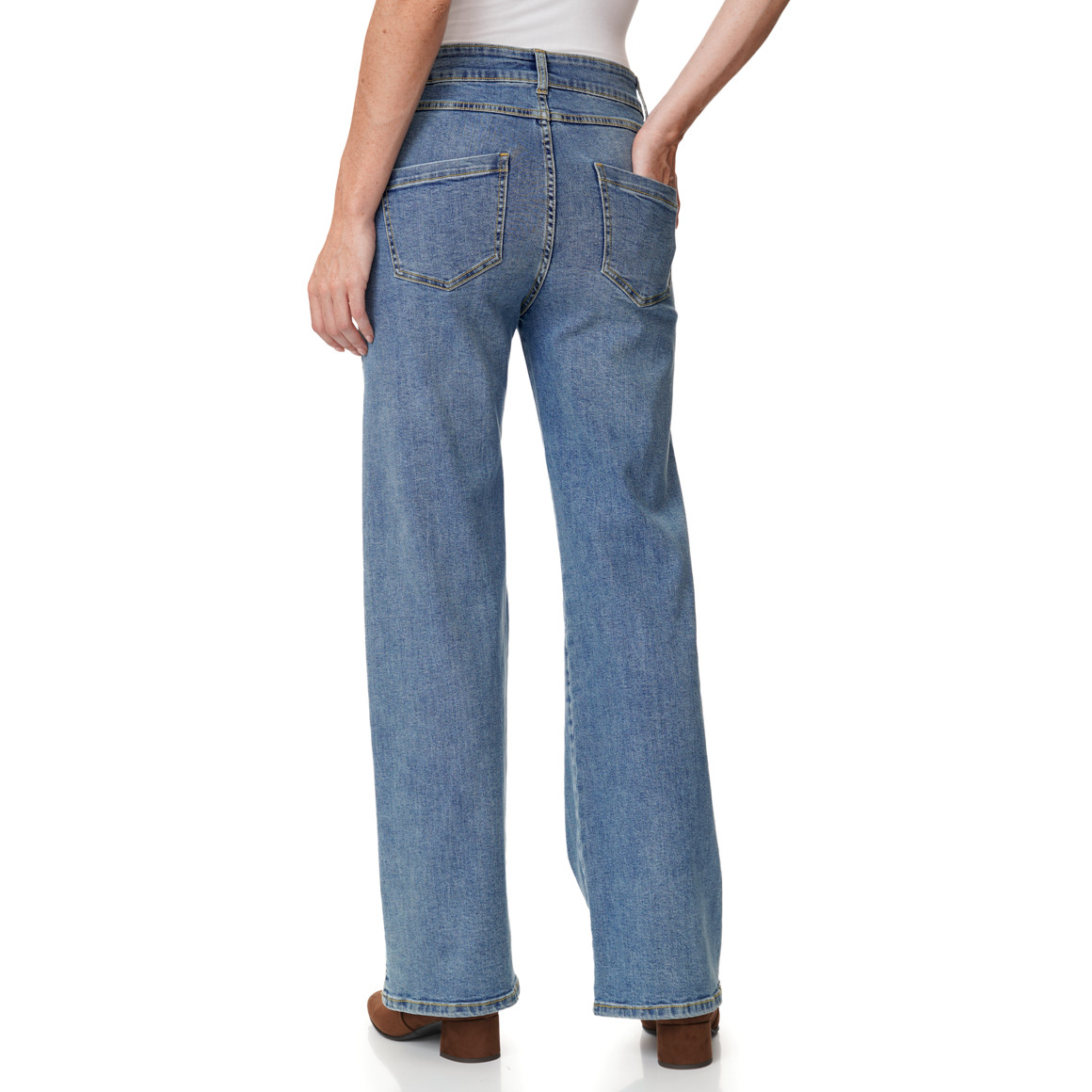 Damen Wide-Leg-Jeans aus Raw-Denim