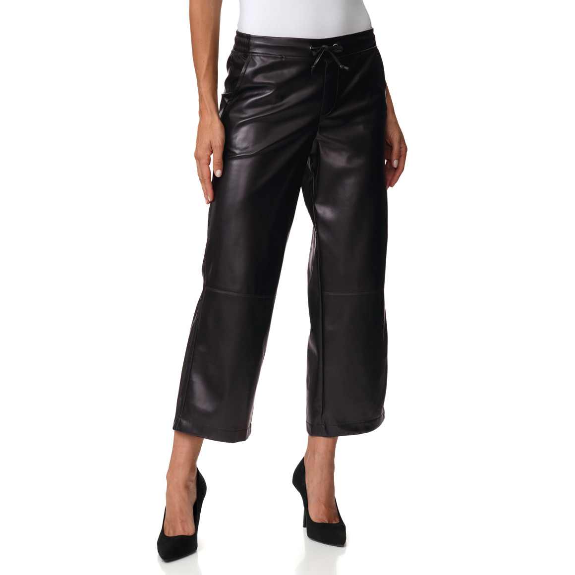 Damen Culotte aus Leder-Imitat