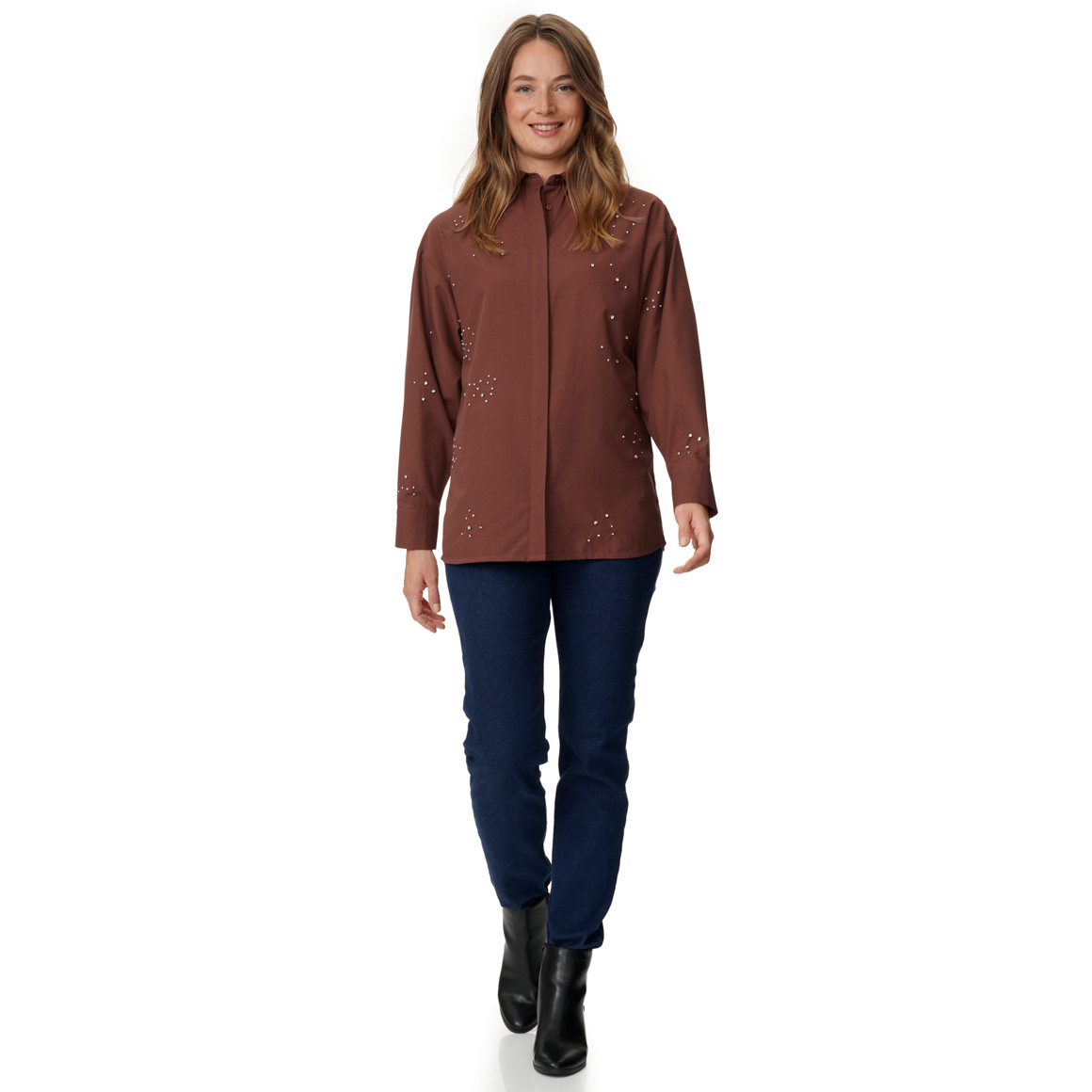 Damesblouse met strass-steentjes