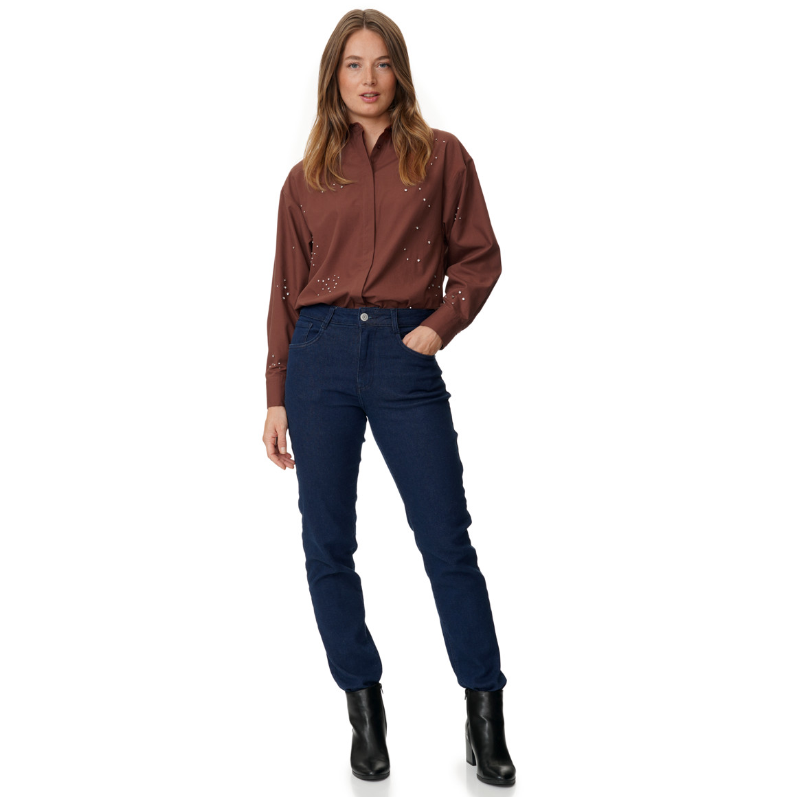 Damesblouse met strass-steentjes