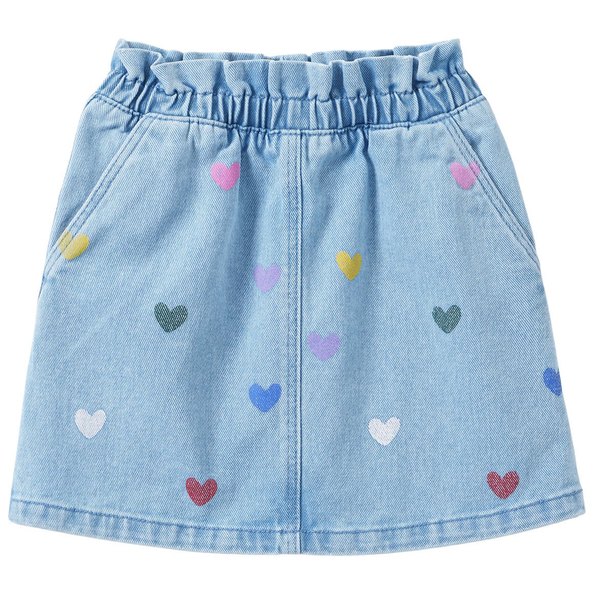 Mädchen Jeansrock mit bunten Herzen