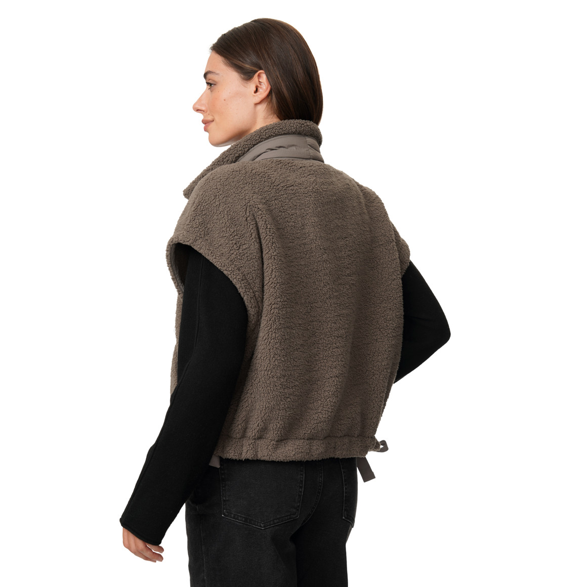 Damen Teddyweste mit Druckknöpfen