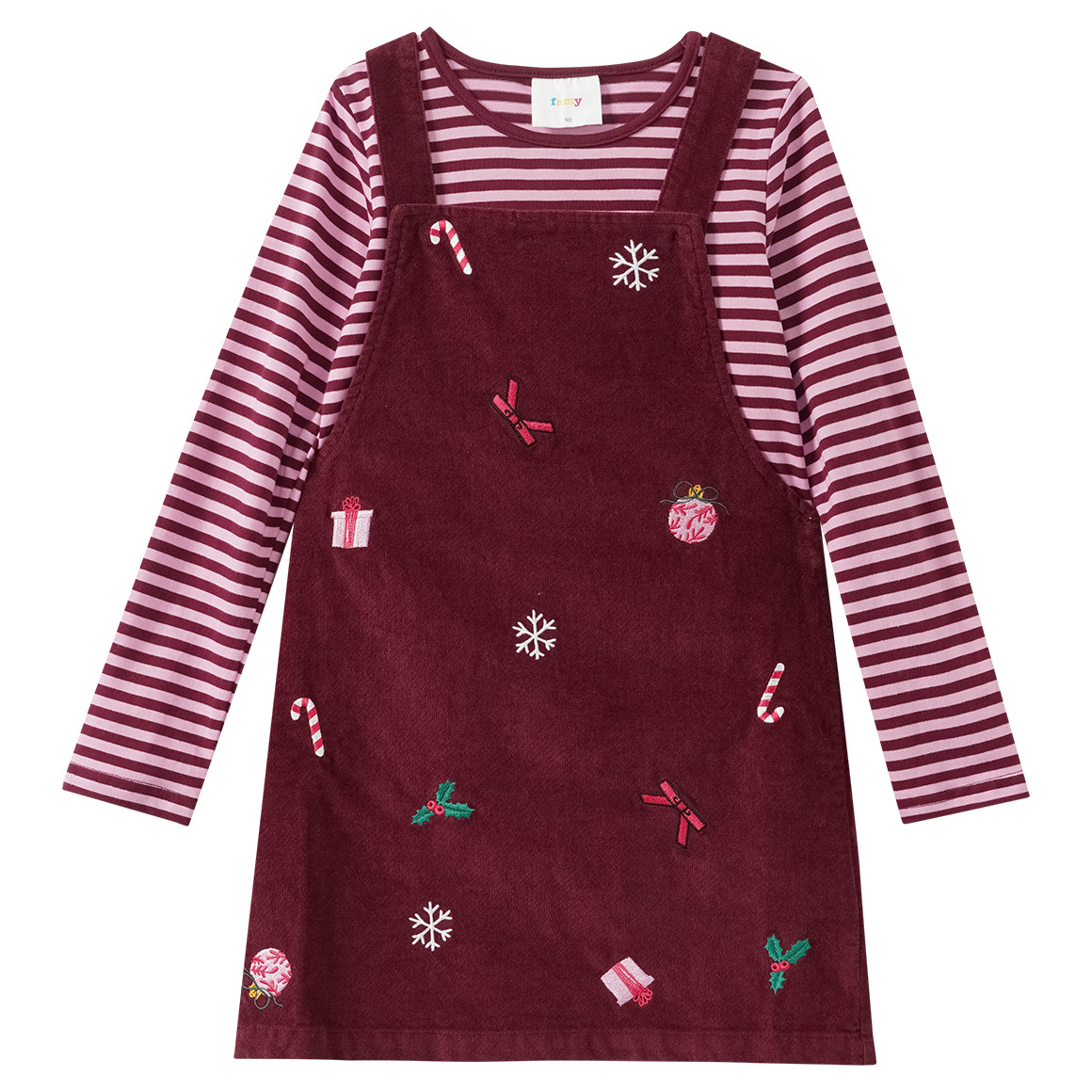 Mädchen Weihnachtsset mit Kleid und Shirt