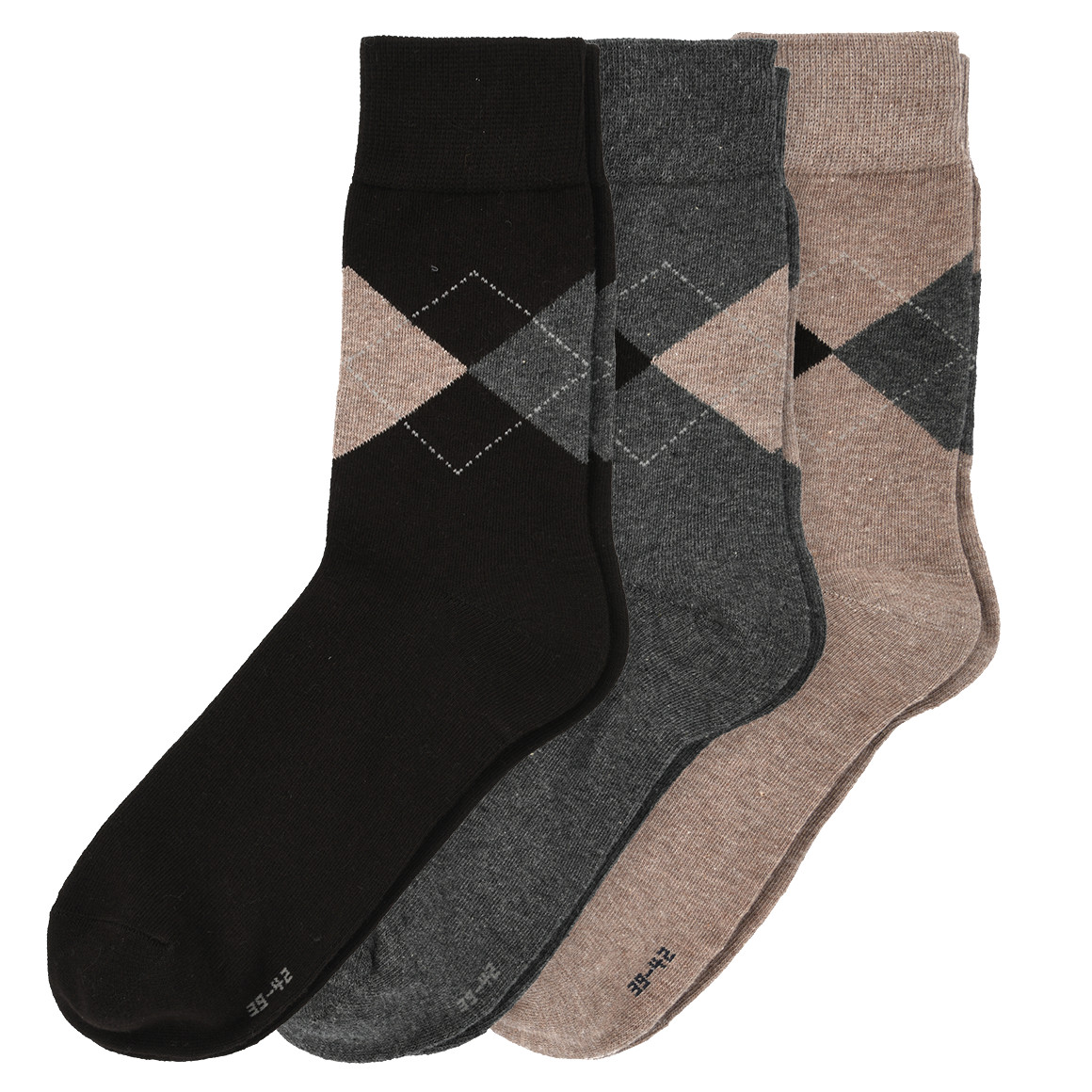 3 Paar Herren Socken mit Argyle-Muster