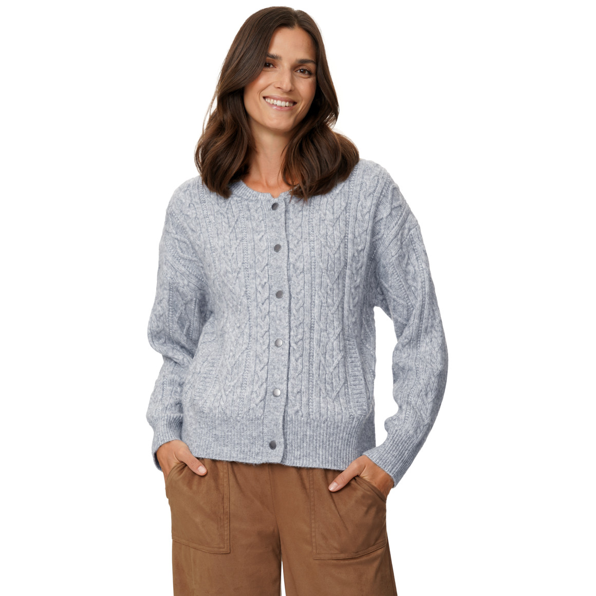 Damesvest met kabelpatroon