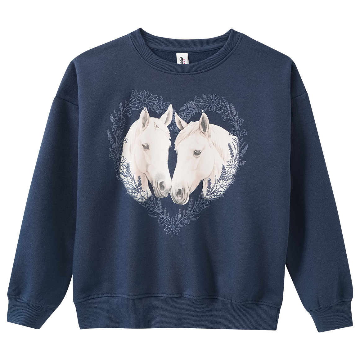 Mädchen Sweatshirt mit Pferde-Motiv