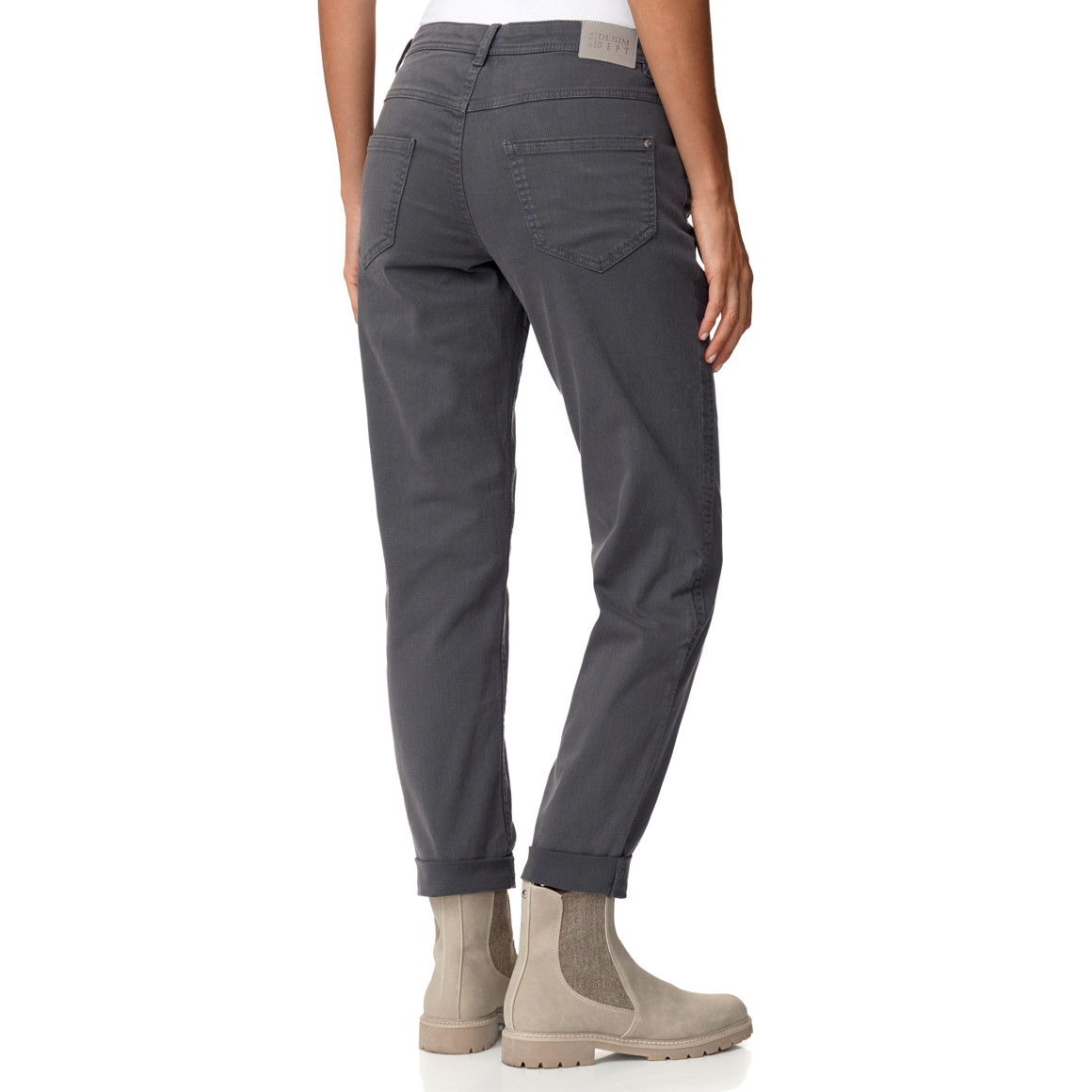Damen Boyfriend-Jeans mit schräger Knöpfung