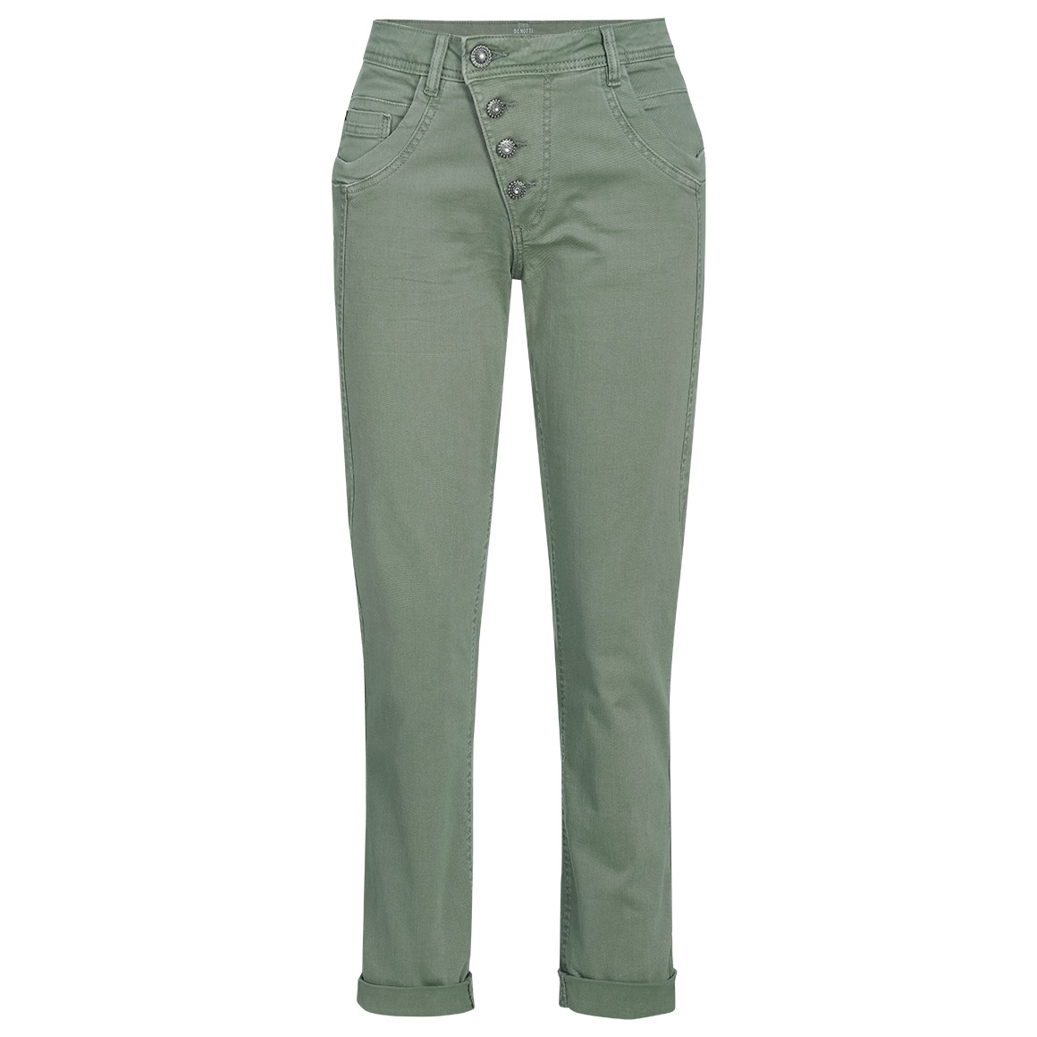 Damen Boyfriend-Jeans mit schräger Knöpfung