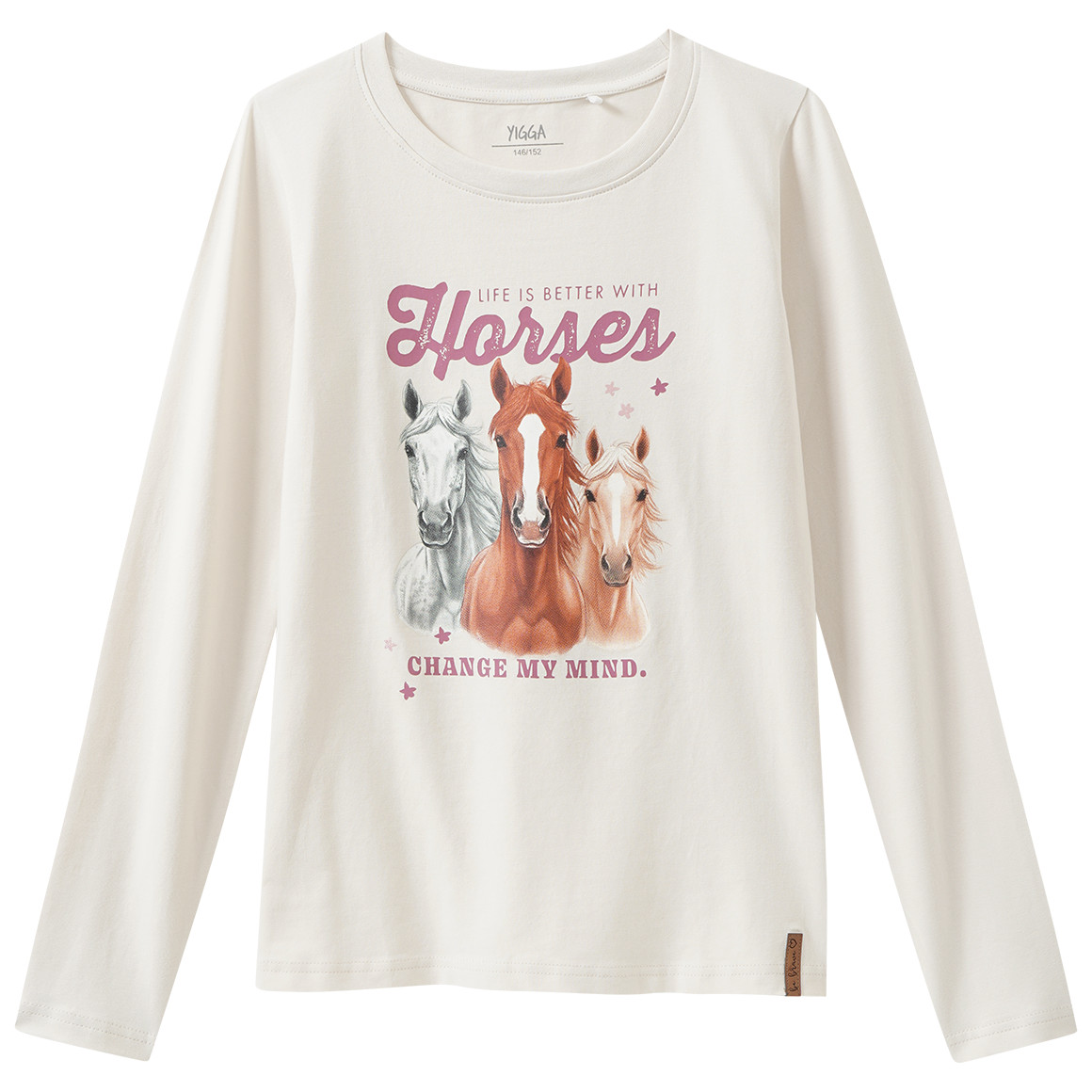 Mädchen Langarmshirt mit Pferde-Print