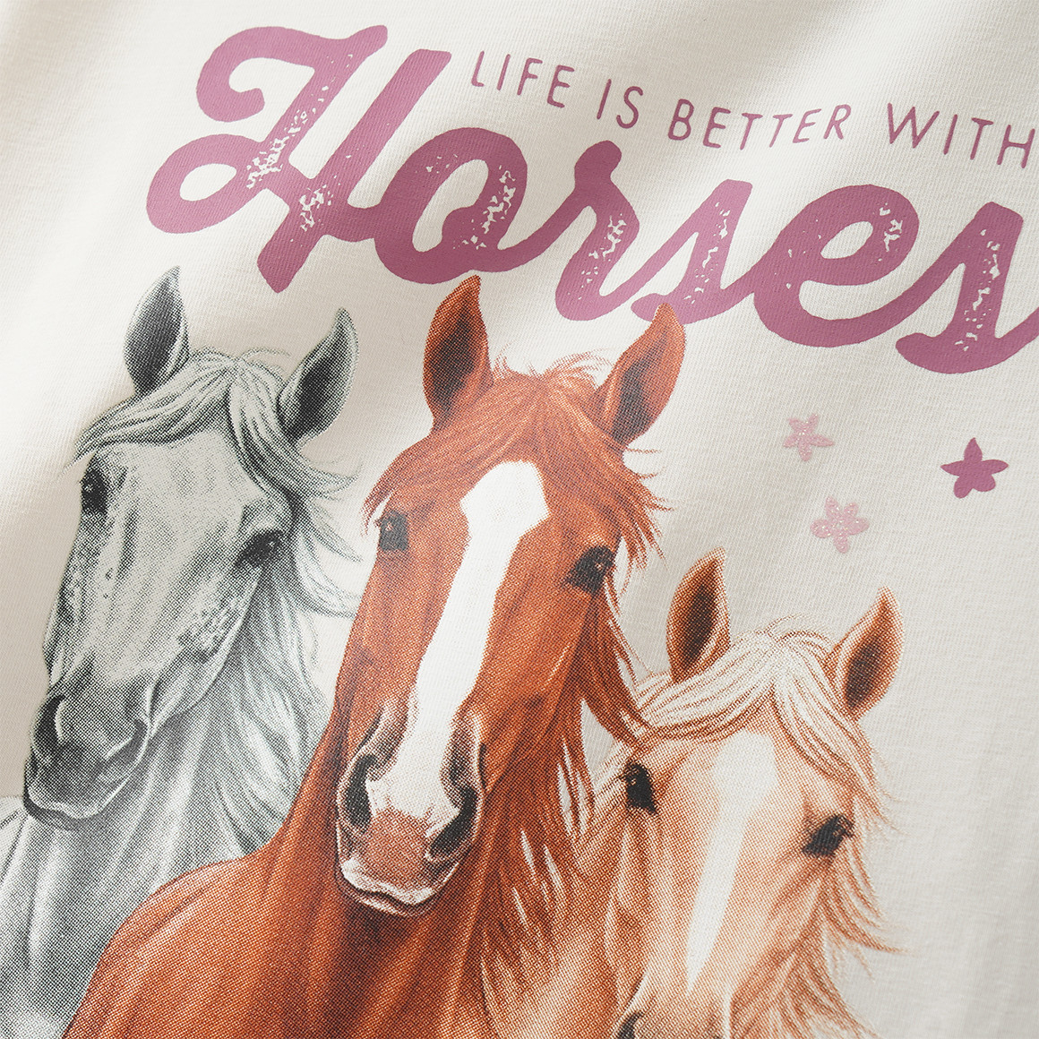 Mädchen Langarmshirt mit Pferde-Print